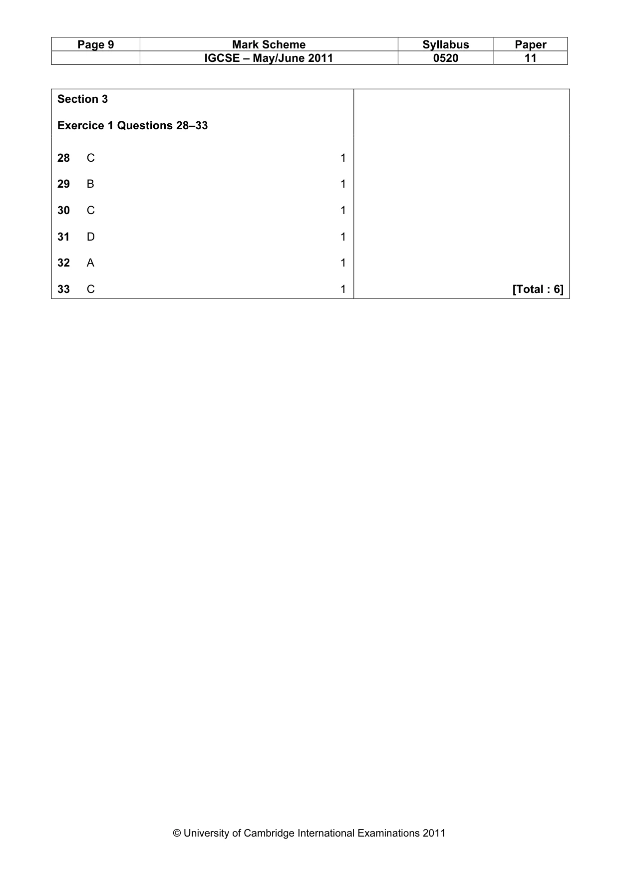 Mark scheme, page 9 of 11