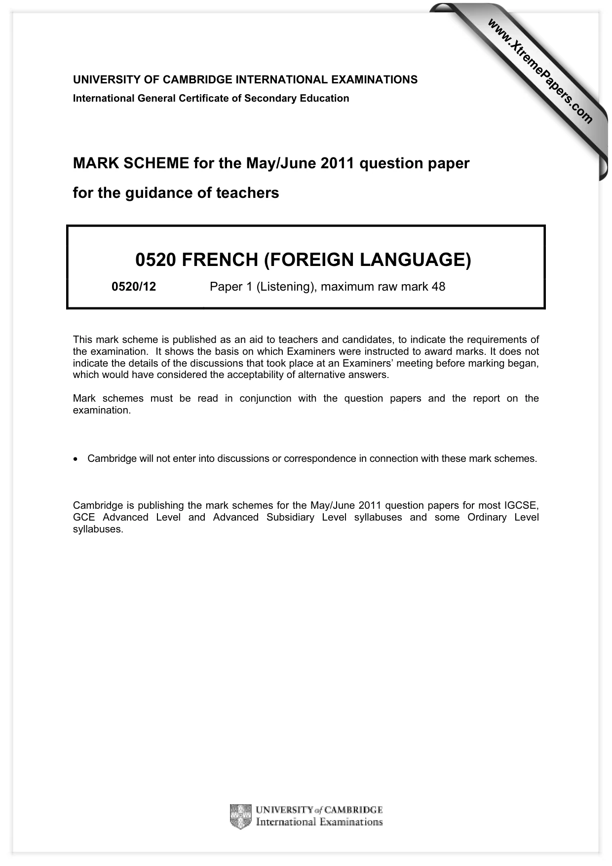 Mark scheme, page 1 of 11