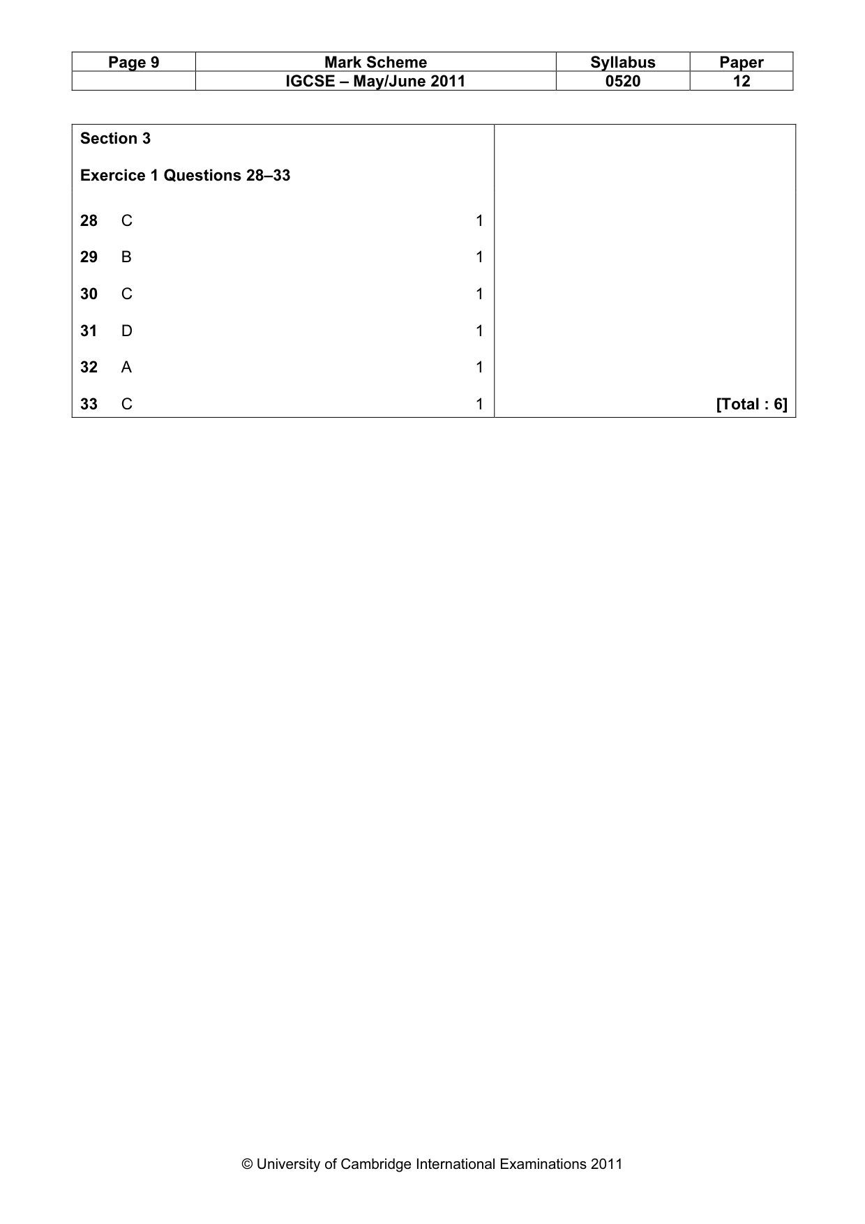 Mark scheme, page 9 of 11