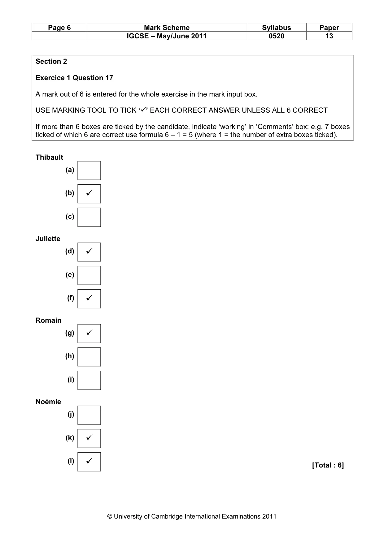 Mark scheme, page 6 of 11