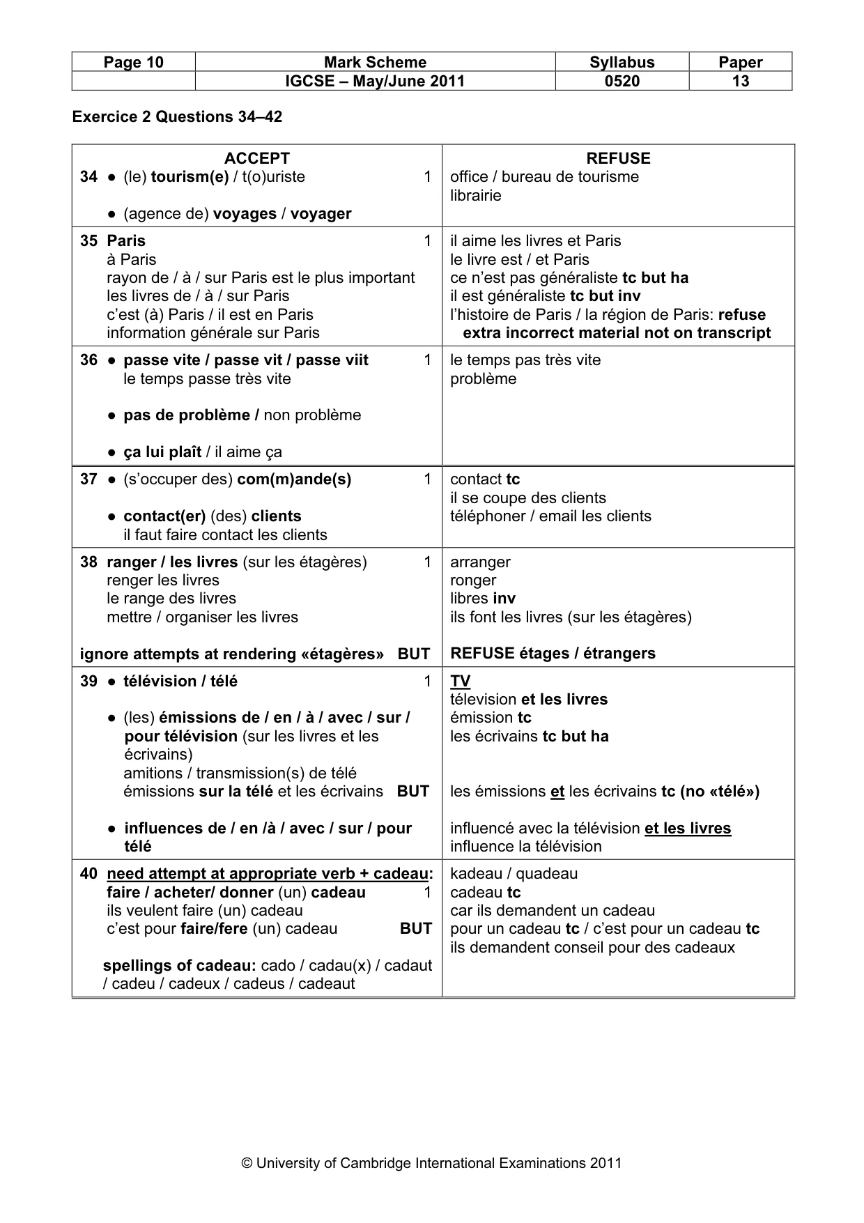 Mark scheme, page 10 of 11