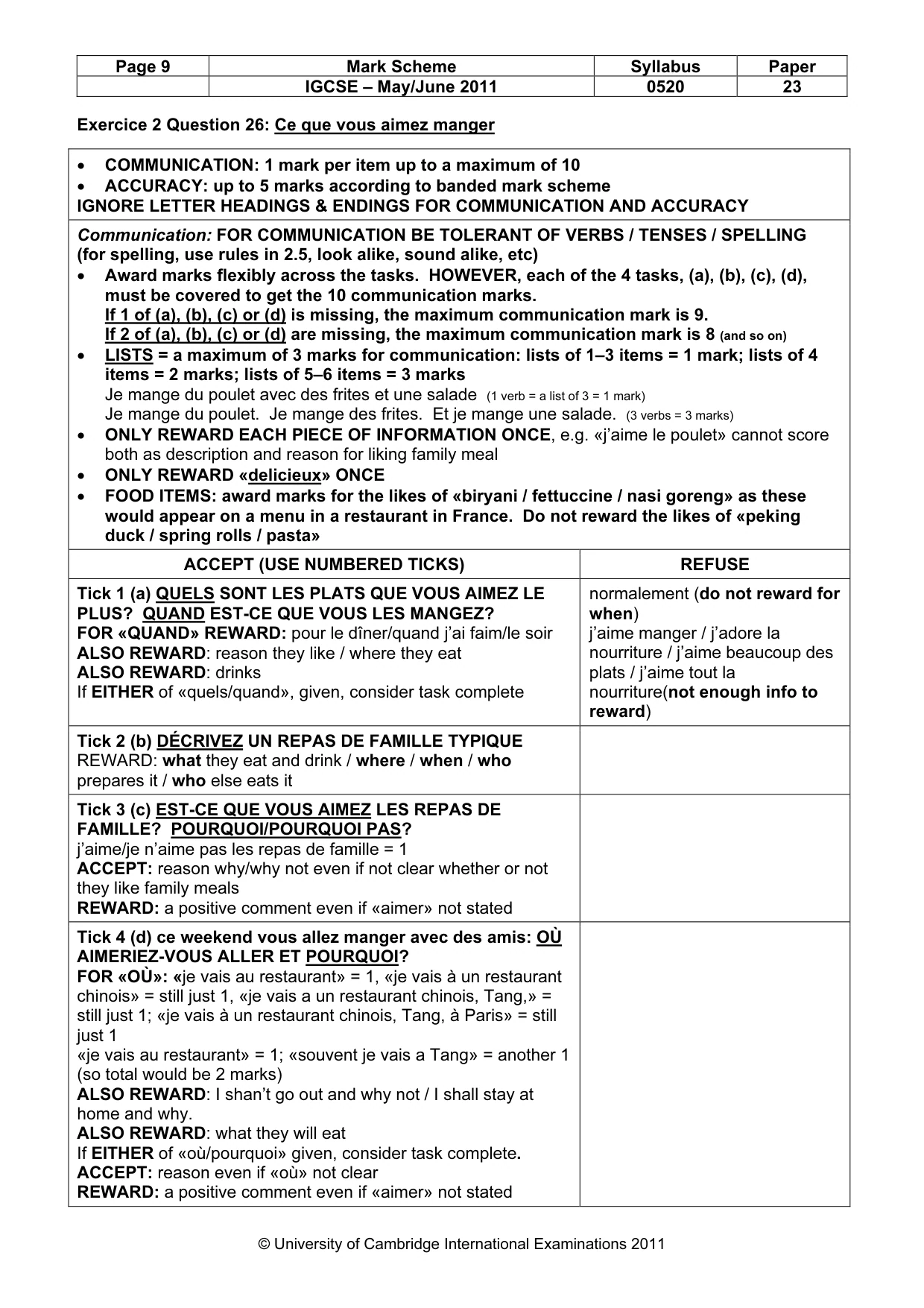 Mark scheme, page 9 of 14