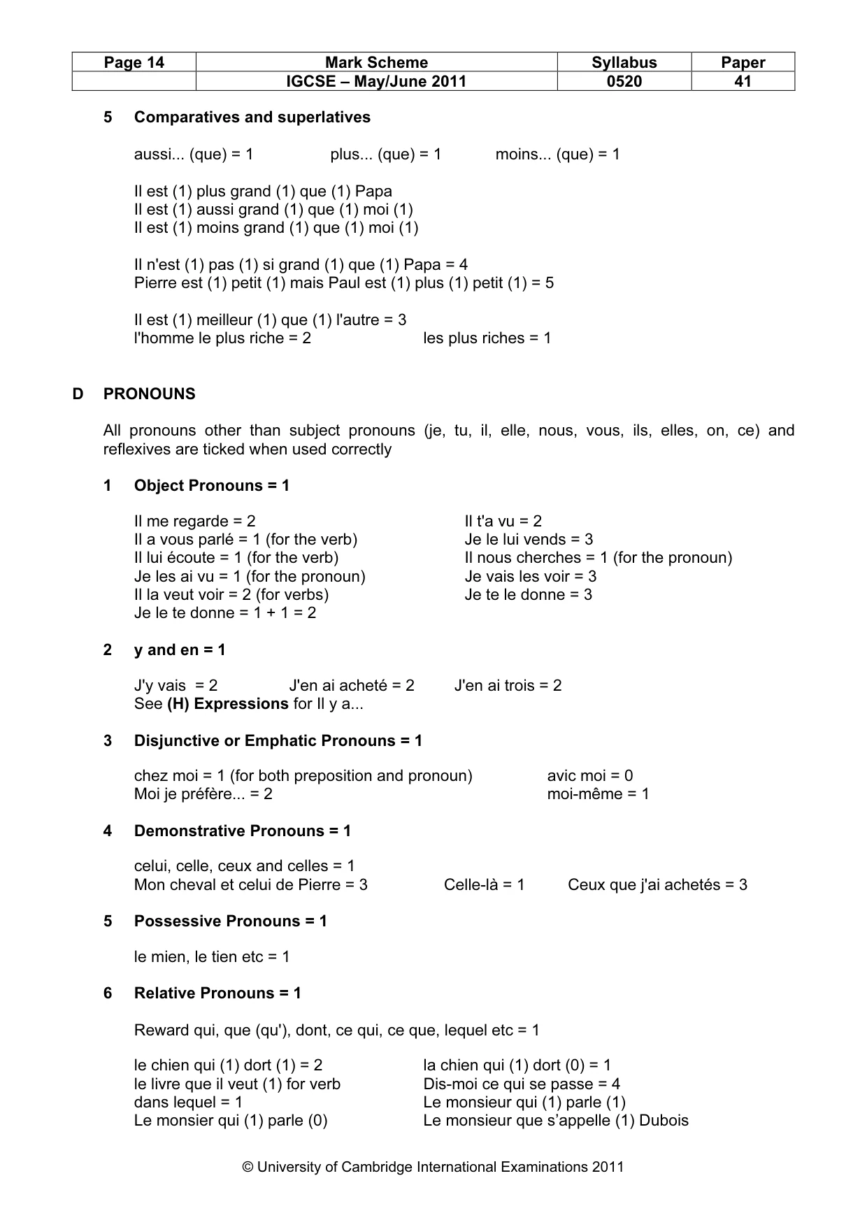 Mark scheme, page 14 of 18
