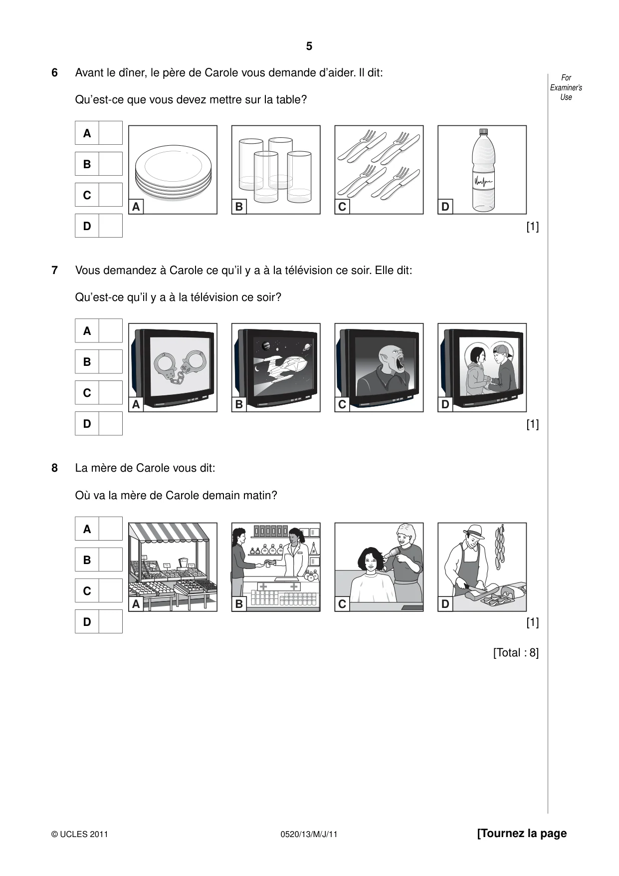 Cambridge IGCSE French - Foreign Language 0520 2011 May/June Paper 1 · Variant 3 question paper, page 5 of 12
