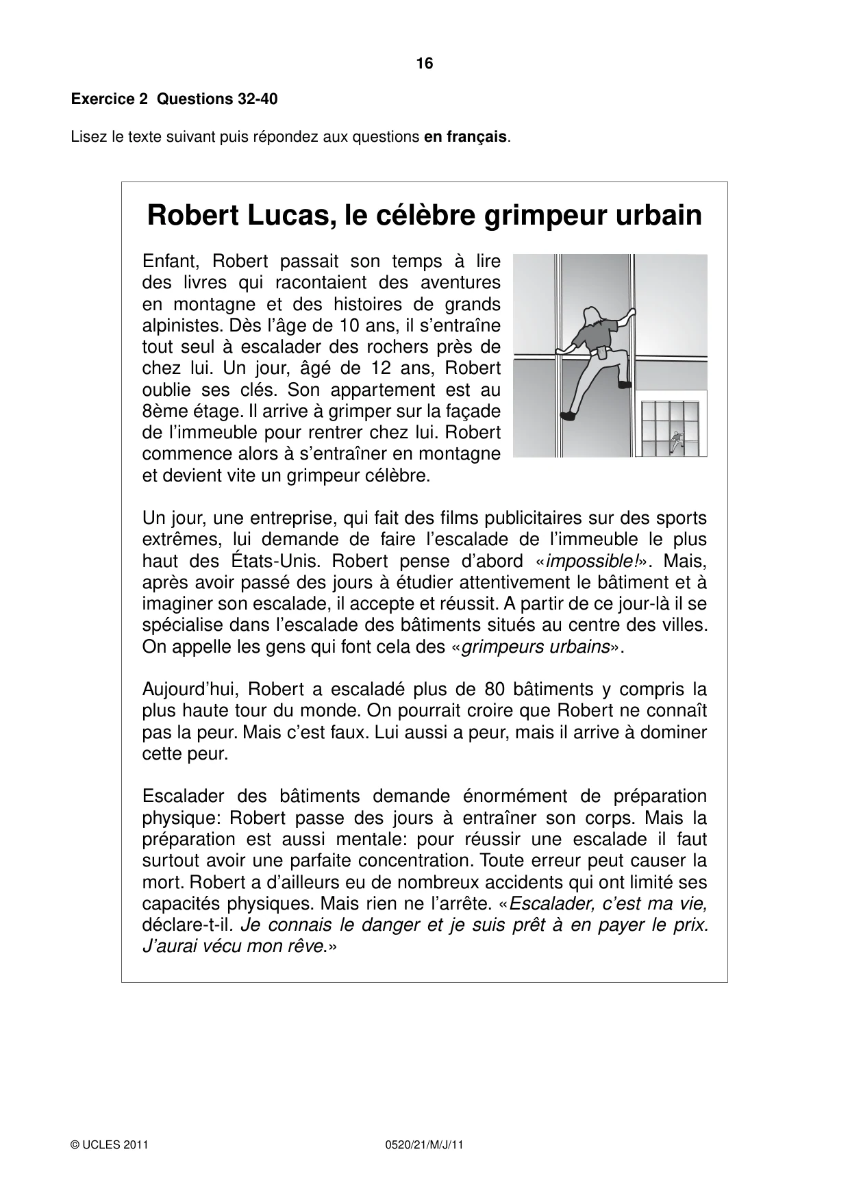 Cambridge IGCSE French - Foreign Language 0520 2011 May/June Paper 2 · Variant 1 question paper, page 16 of 20