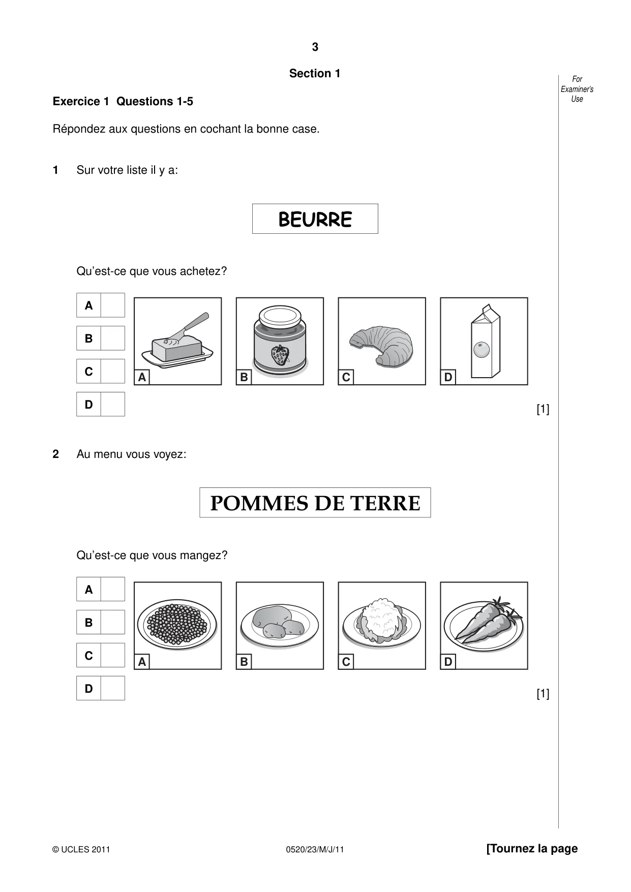 Cambridge IGCSE French - Foreign Language 0520 2011 May/June Paper 2 · Variant 3 question paper, page 3 of 20
