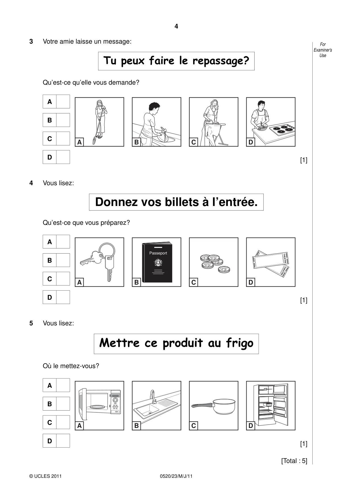 Cambridge IGCSE French - Foreign Language 0520 2011 May/June Paper 2 · Variant 3 question paper, page 4 of 20