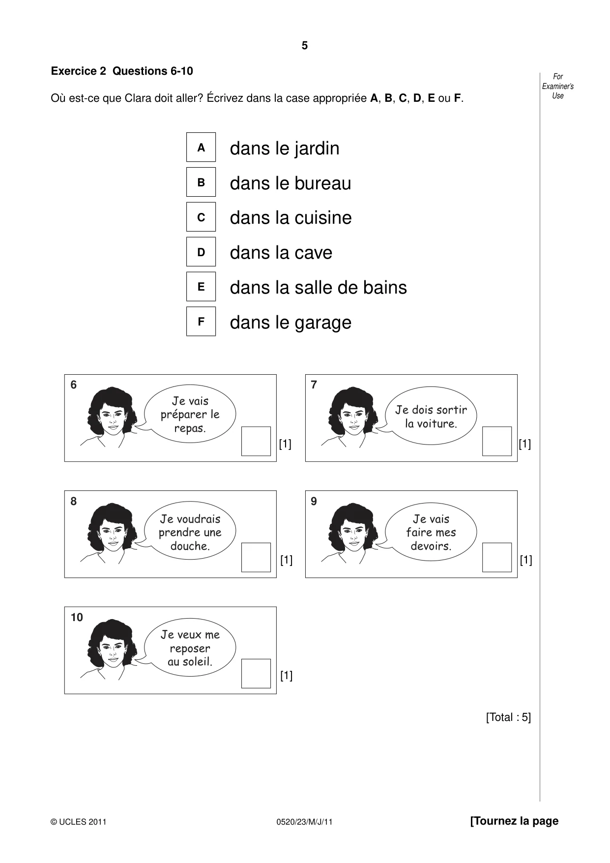 Cambridge IGCSE French - Foreign Language 0520 2011 May/June Paper 2 · Variant 3 question paper, page 5 of 20