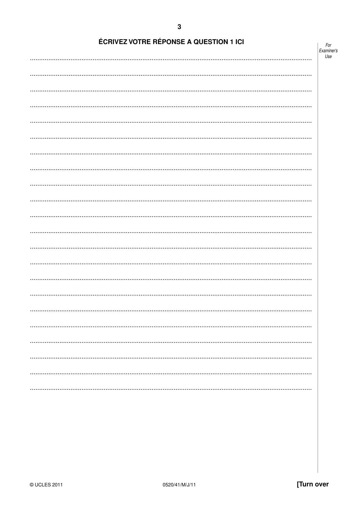 Cambridge IGCSE French - Foreign Language 0520 2011 May/June Paper 4 · Variant 1 question paper, page 3 of 4