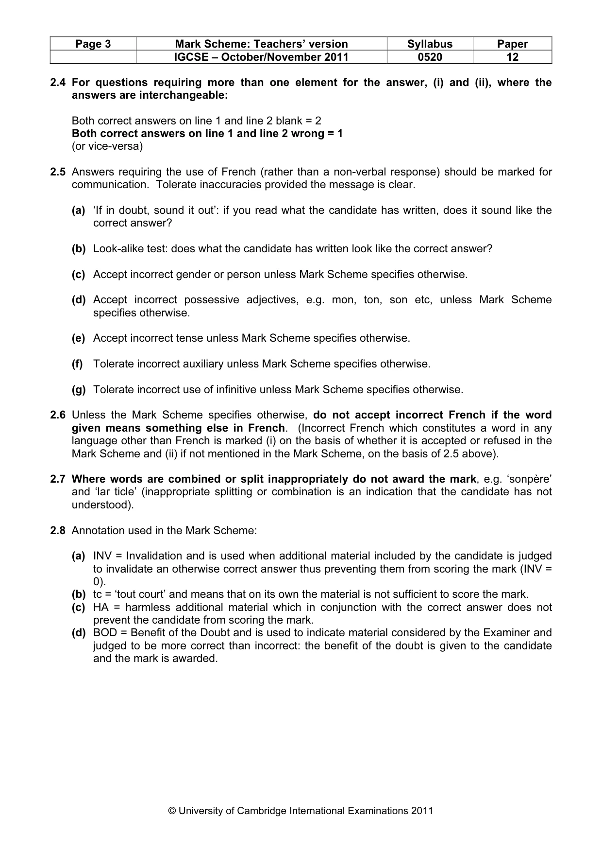 Mark scheme, page 3 of 10