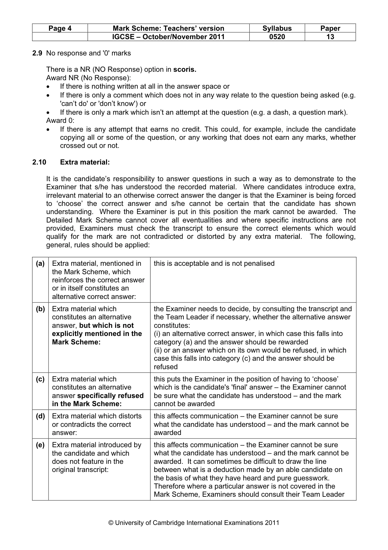 Mark scheme, page 4 of 10