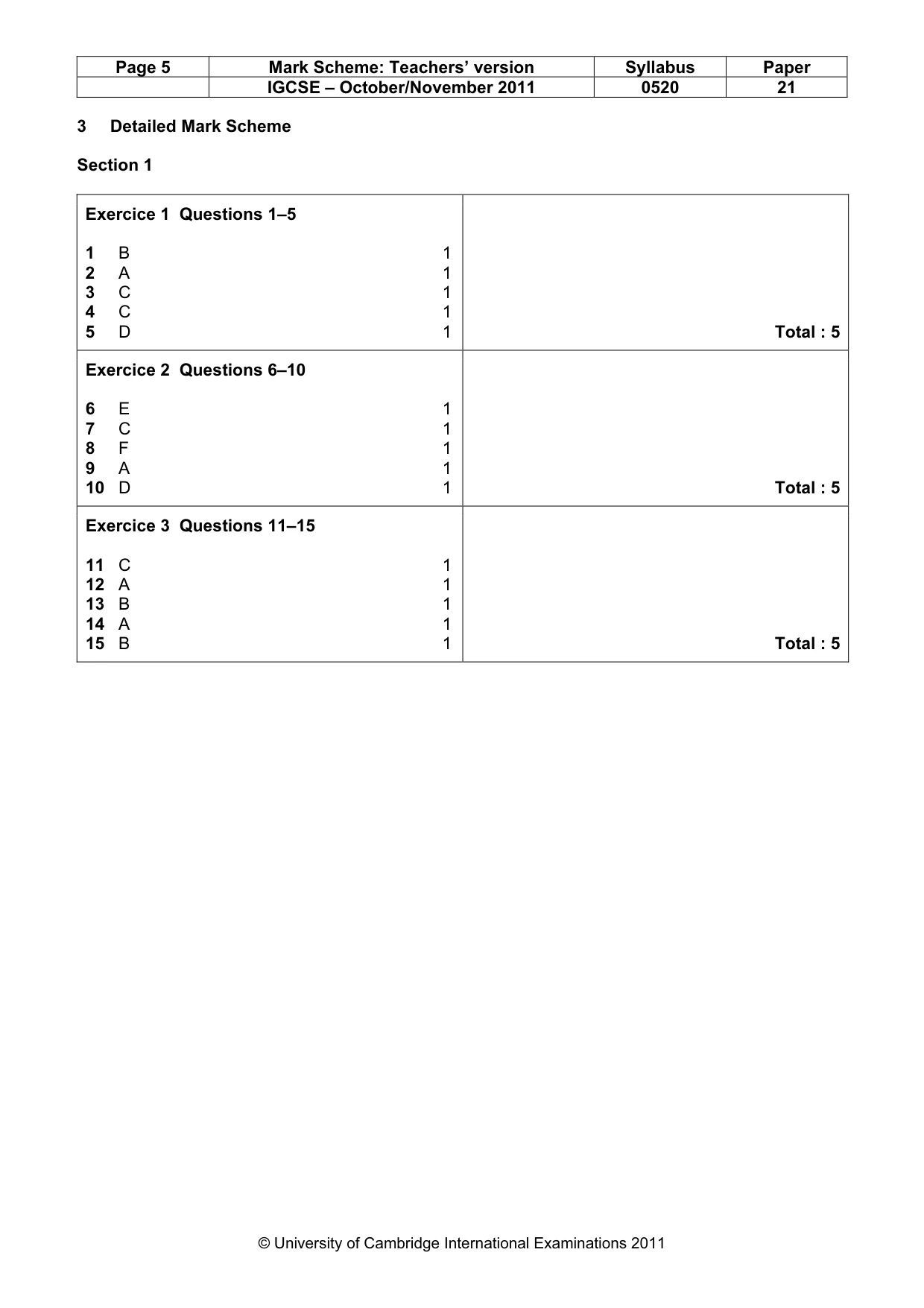 Mark scheme, page 5 of 15