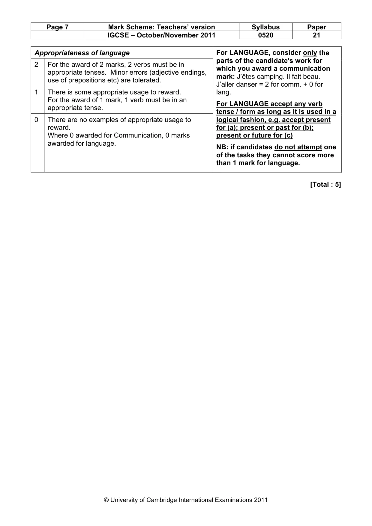 Mark scheme, page 7 of 15