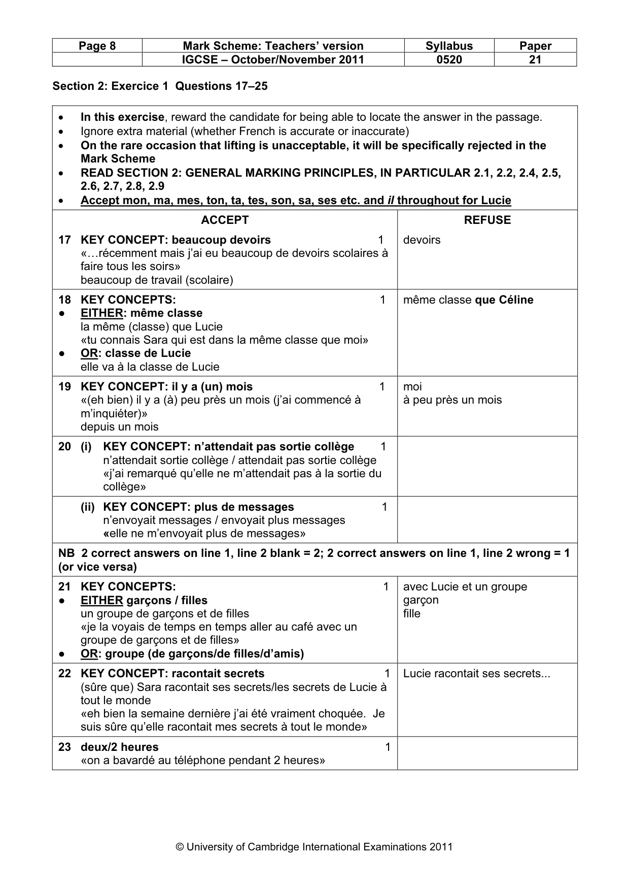 Mark scheme, page 8 of 15