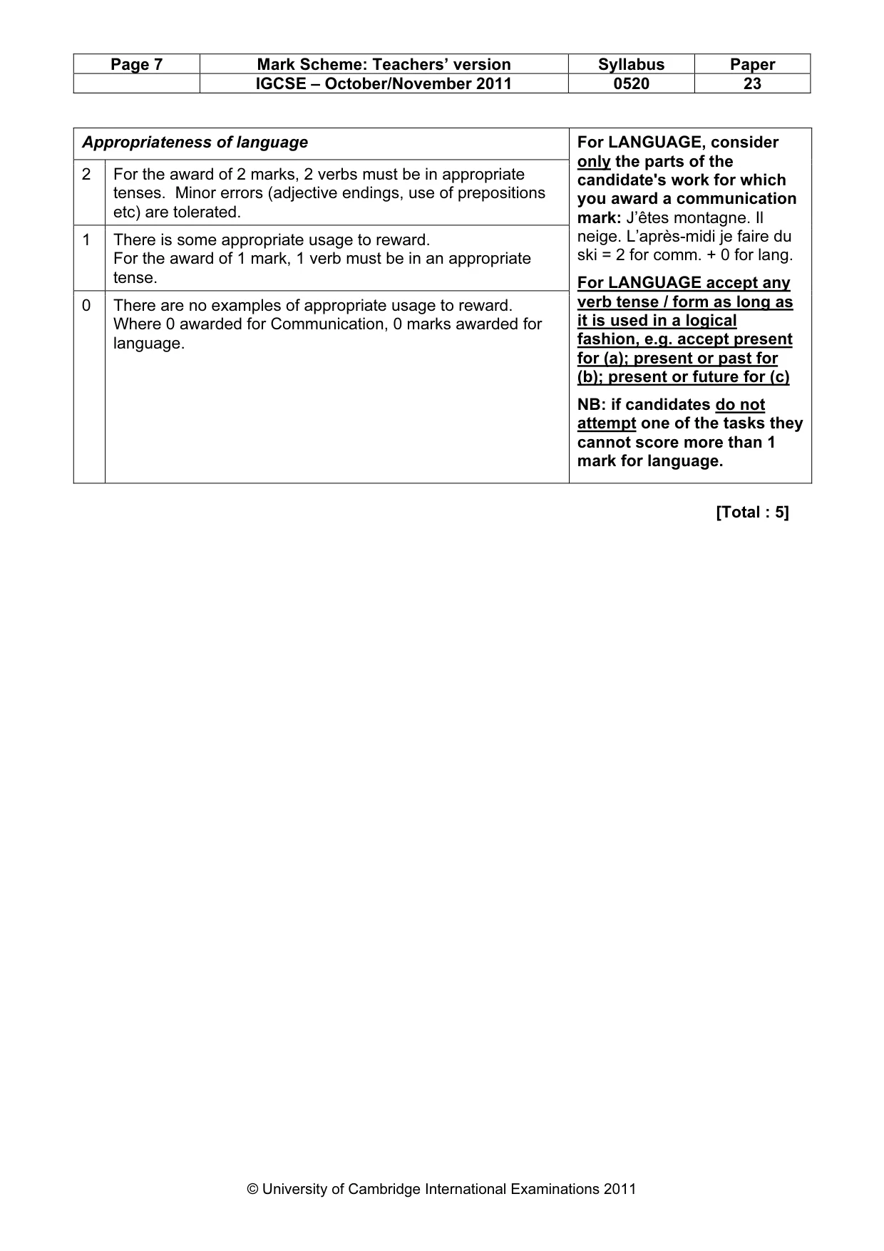 Mark scheme, page 7 of 15