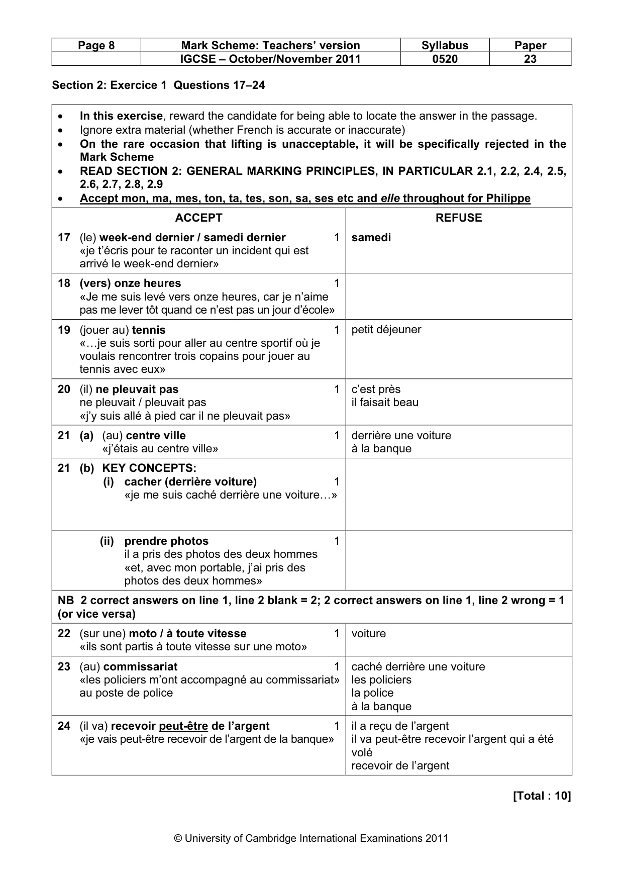 Mark scheme, page 8 of 15