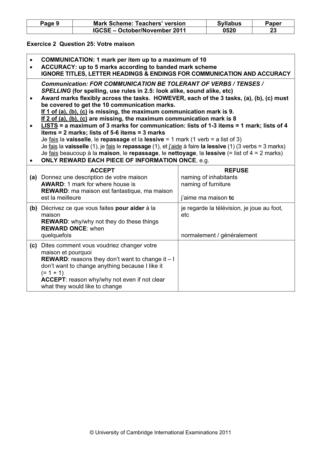 Mark scheme, page 9 of 15
