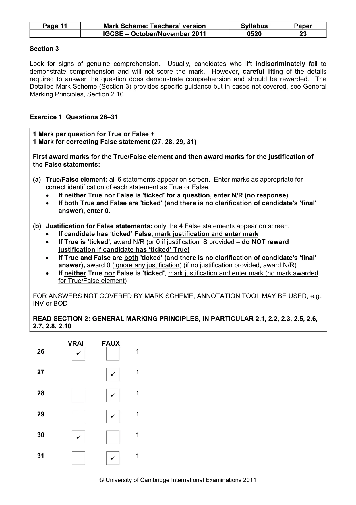 Mark scheme, page 11 of 15