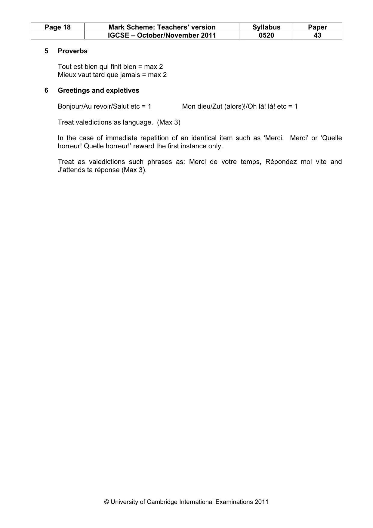 Mark scheme, page 18 of 19