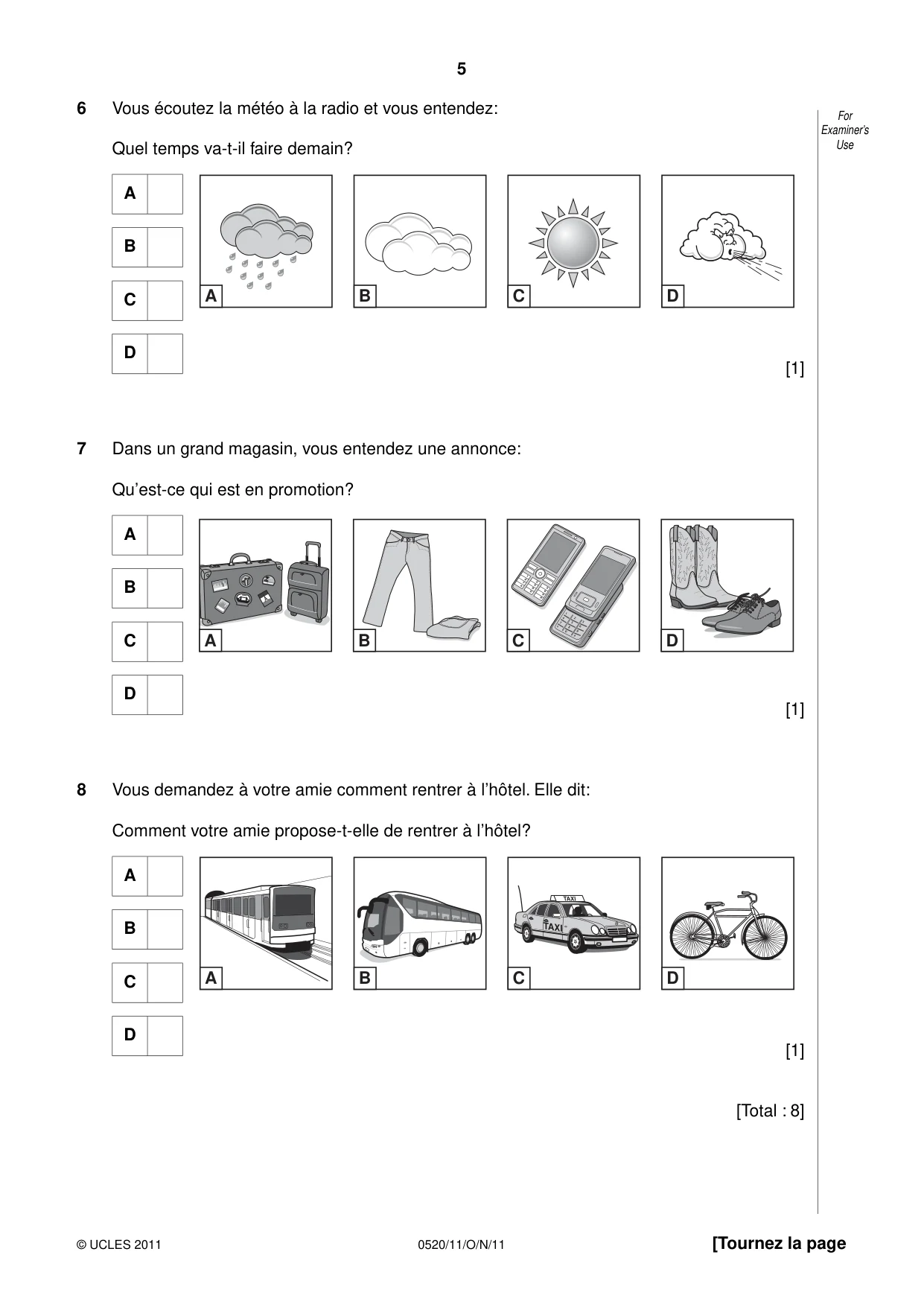 Cambridge IGCSE French - Foreign Language 0520 2011 Oct/Nov Paper 1 · Variant 1 question paper, page 5 of 12