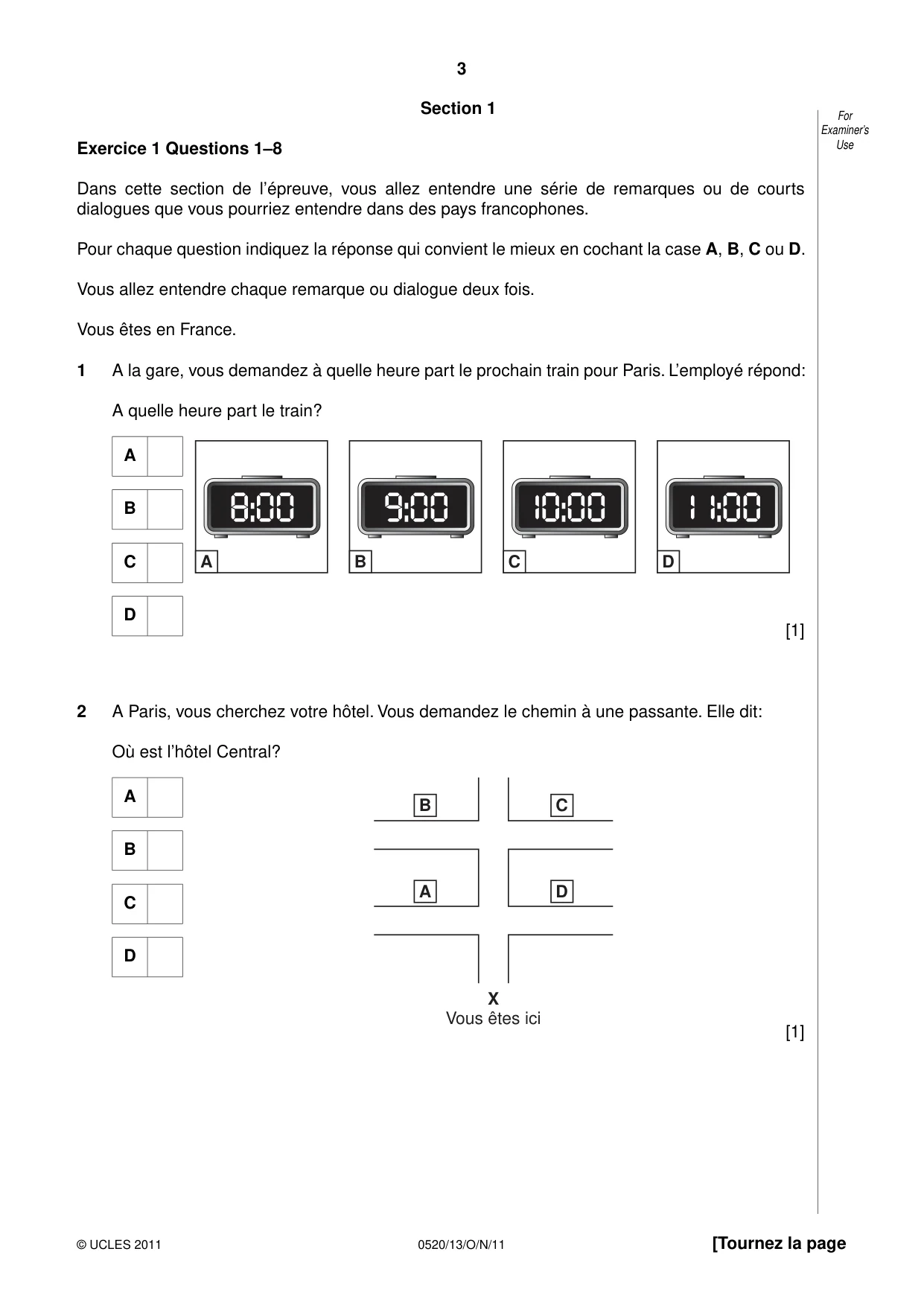Cambridge IGCSE French - Foreign Language 0520 2011 Oct/Nov Paper 1 · Variant 3 question paper, page 3 of 12