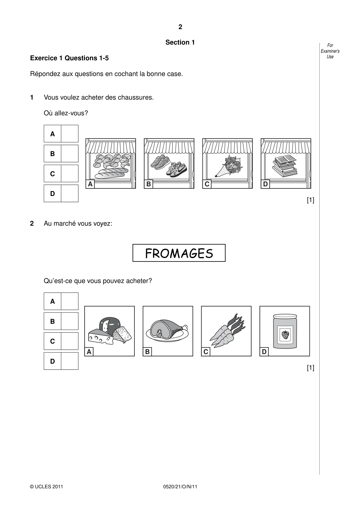 Cambridge IGCSE French - Foreign Language 0520 2011 Oct/Nov Paper 2 · Variant 1 question paper, page 2 of 20