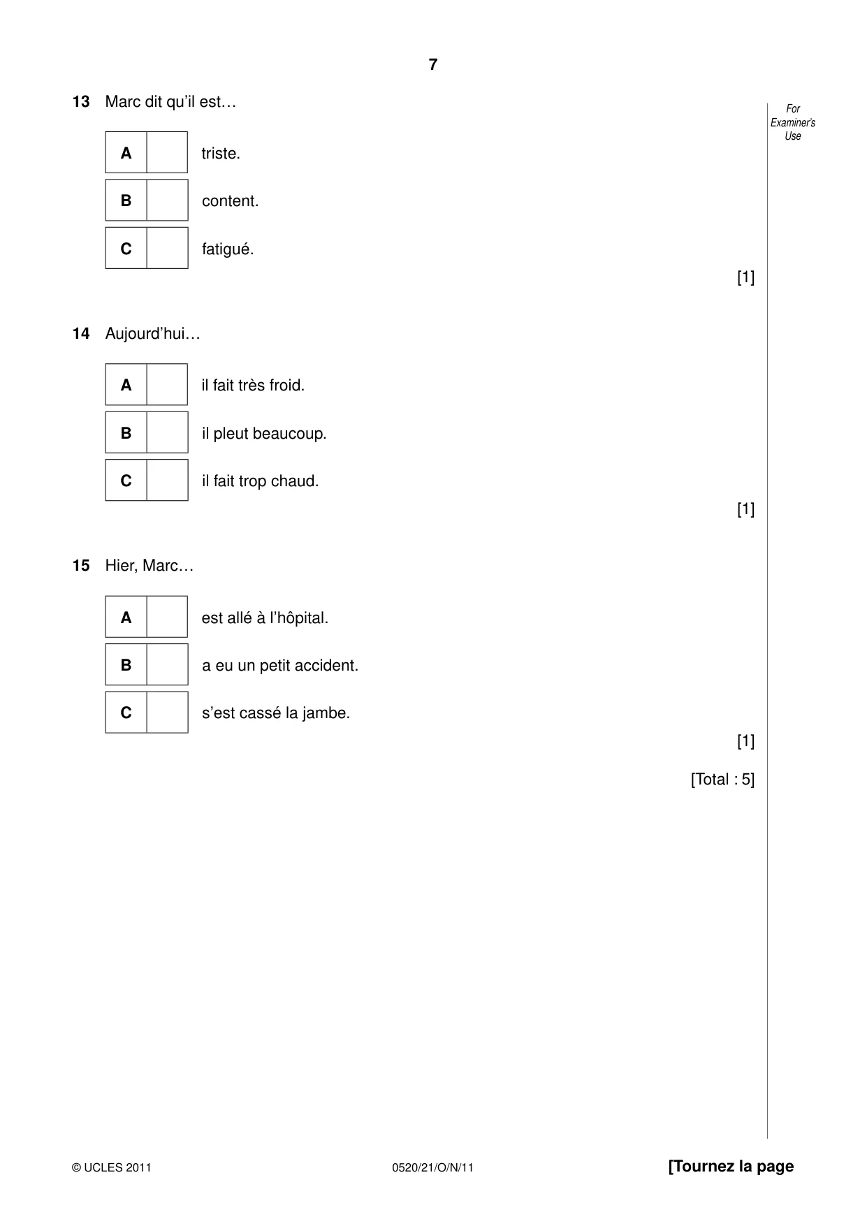 Cambridge IGCSE French - Foreign Language 0520 2011 Oct/Nov Paper 2 · Variant 1 question paper, page 7 of 20
