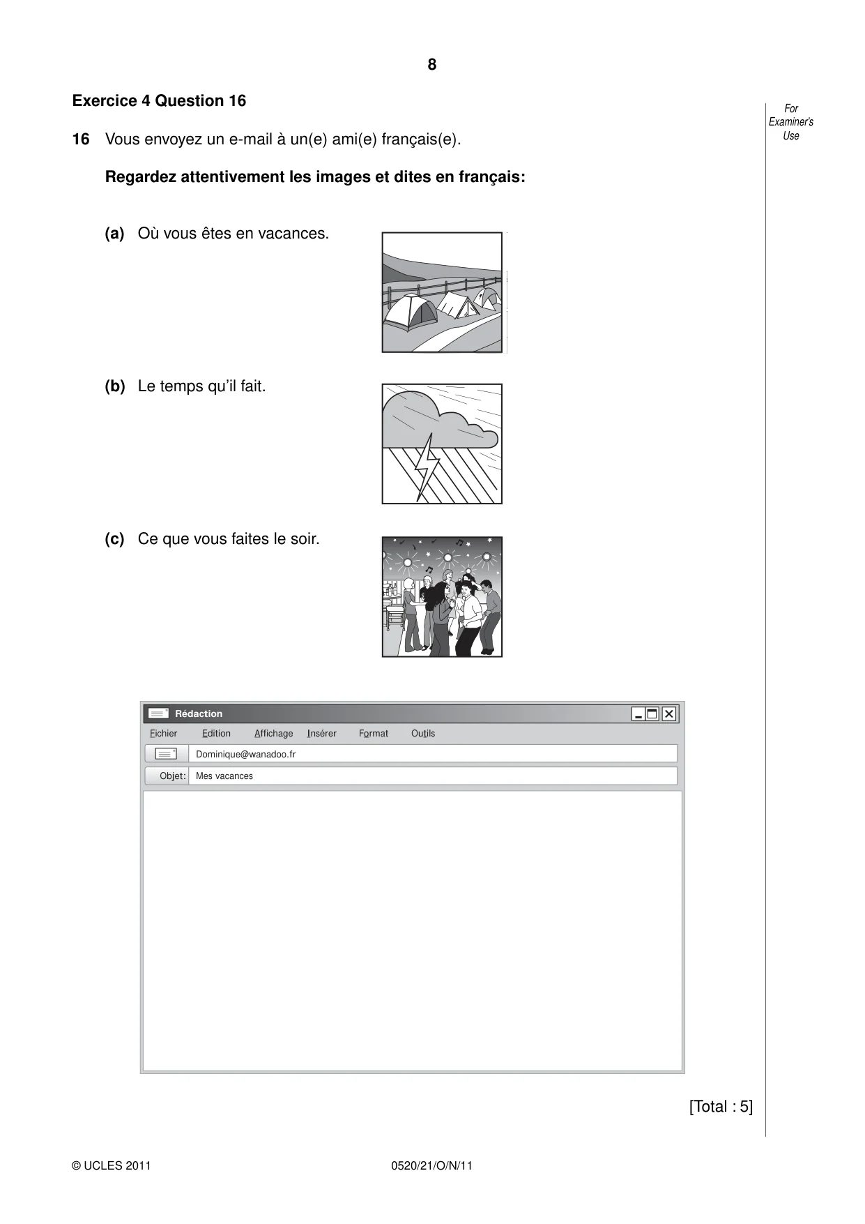Cambridge IGCSE French - Foreign Language 0520 2011 Oct/Nov Paper 2 · Variant 1 question paper, page 8 of 20
