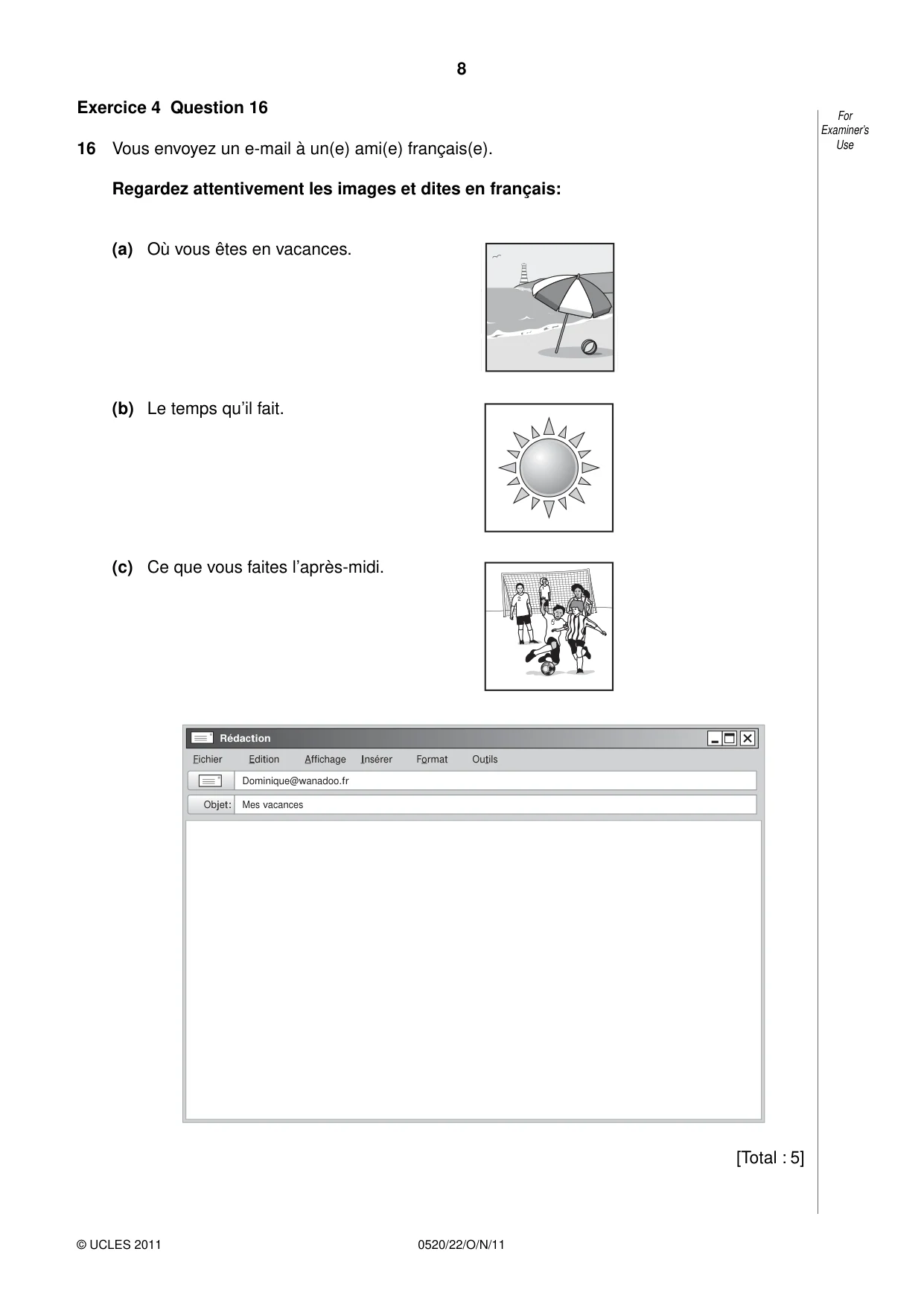 Cambridge IGCSE French - Foreign Language 0520 2011 Oct/Nov Paper 2 · Variant 2 question paper, page 8 of 20