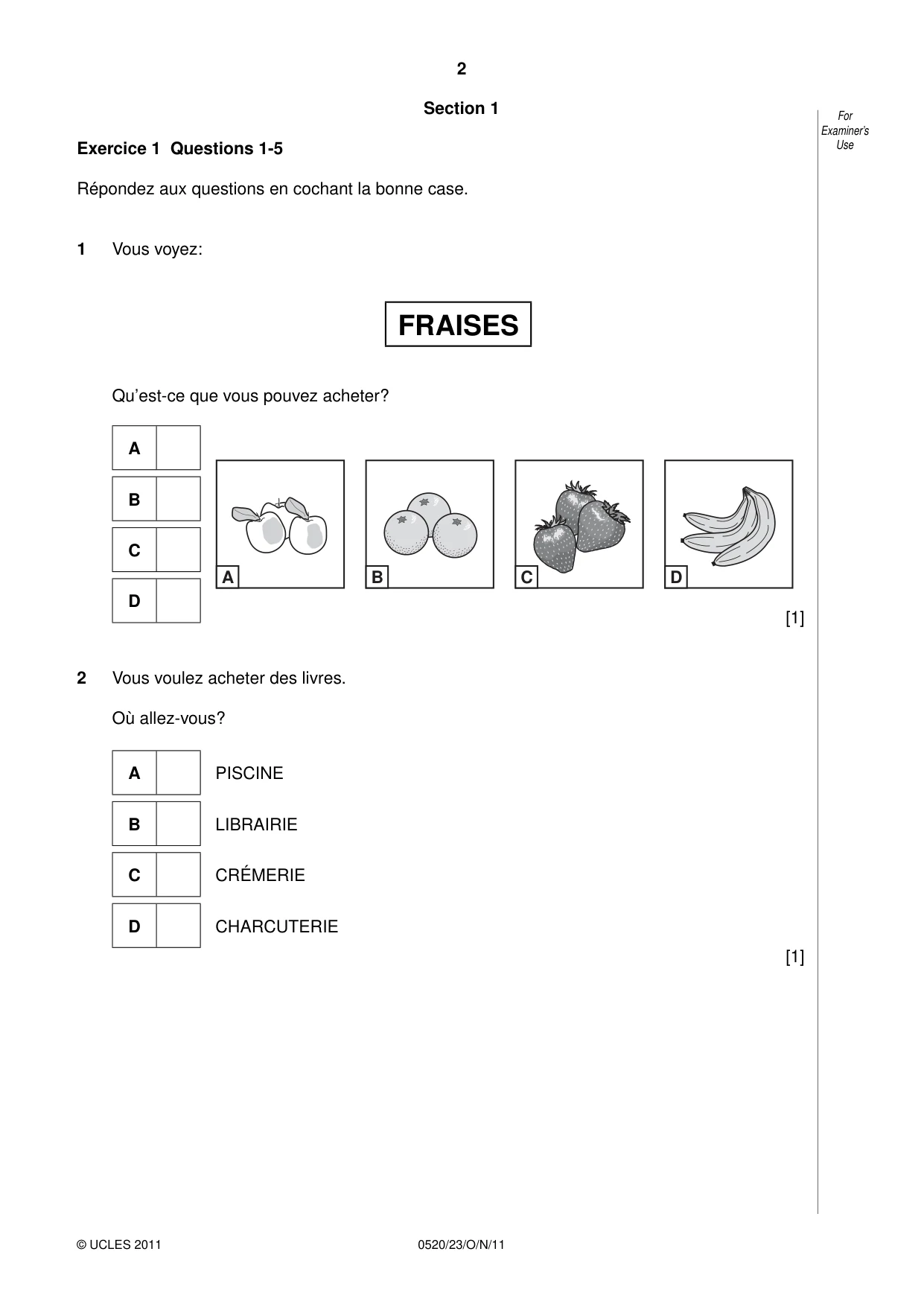 Cambridge IGCSE French - Foreign Language 0520 2011 Oct/Nov Paper 2 · Variant 3 question paper, page 2 of 20
