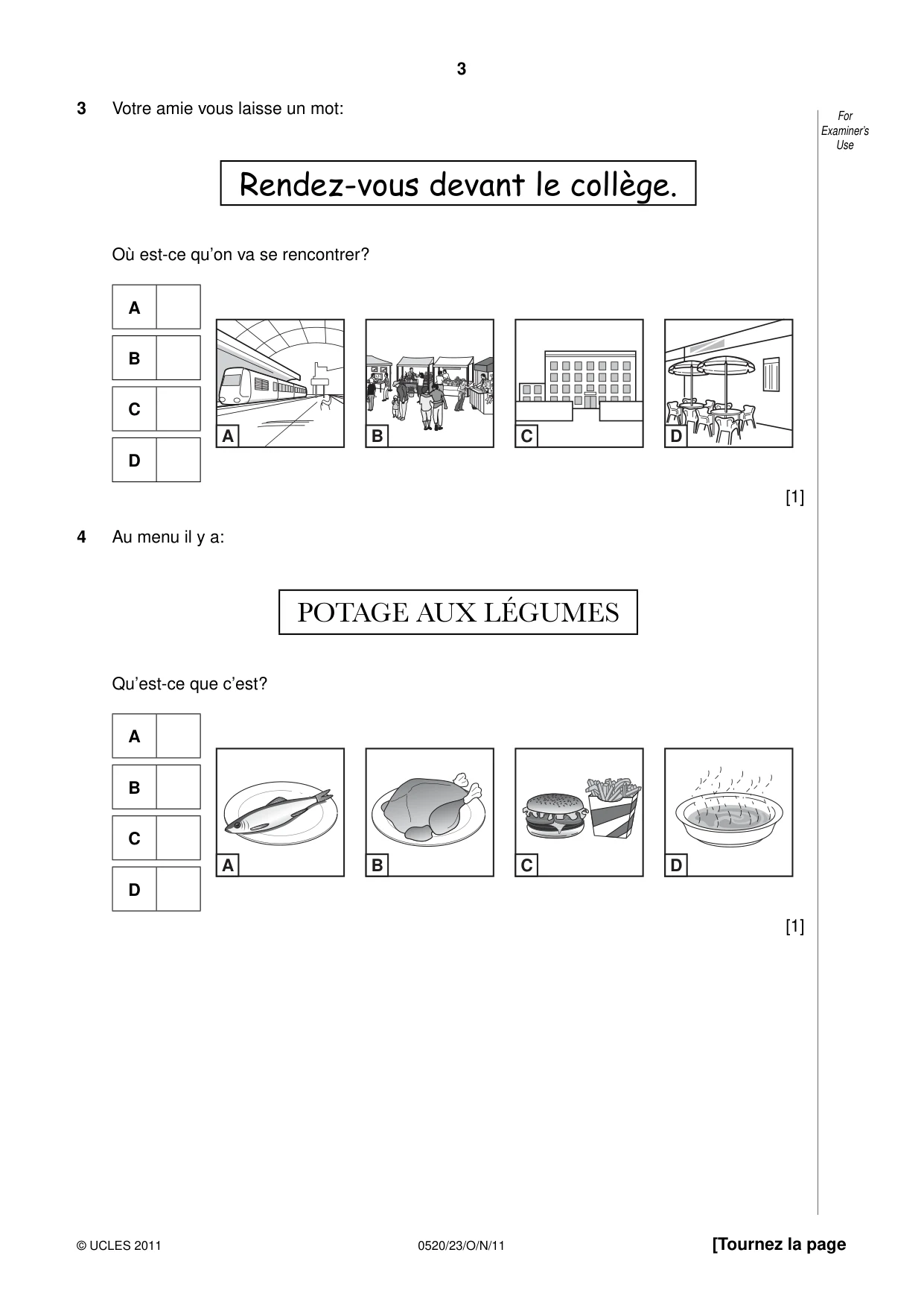 Cambridge IGCSE French - Foreign Language 0520 2011 Oct/Nov Paper 2 · Variant 3 question paper, page 3 of 20