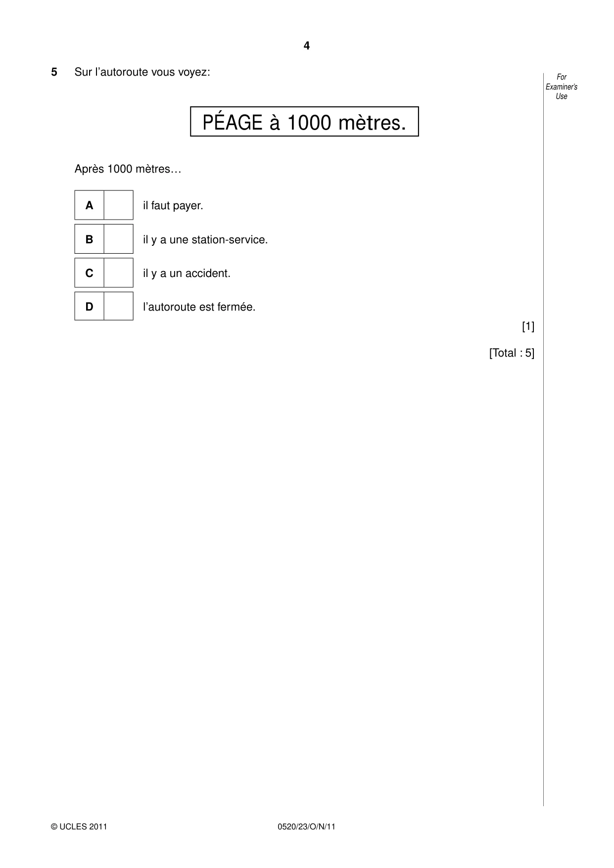 Cambridge IGCSE French - Foreign Language 0520 2011 Oct/Nov Paper 2 · Variant 3 question paper, page 4 of 20