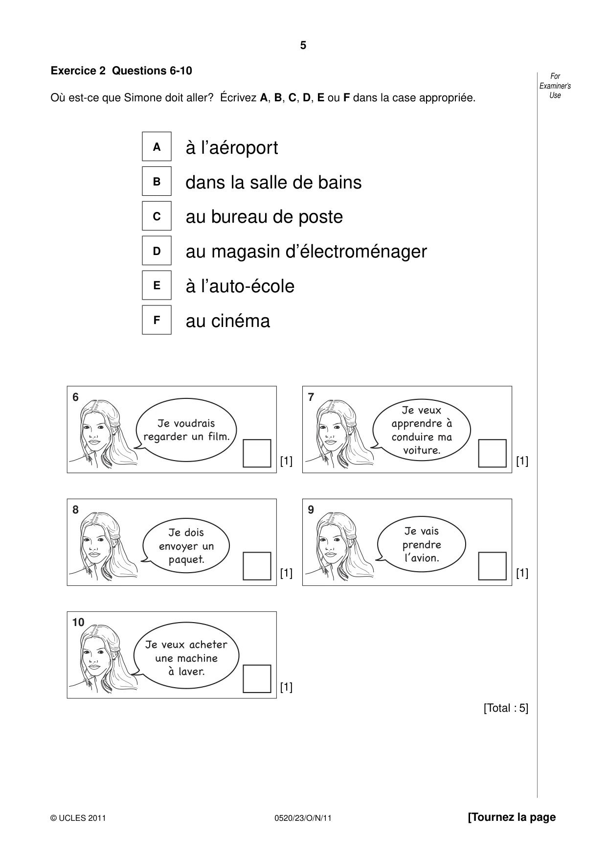 Cambridge IGCSE French - Foreign Language 0520 2011 Oct/Nov Paper 2 · Variant 3 question paper, page 5 of 20