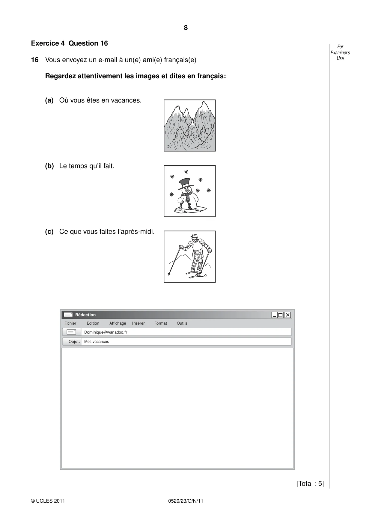 Cambridge IGCSE French - Foreign Language 0520 2011 Oct/Nov Paper 2 · Variant 3 question paper, page 8 of 20