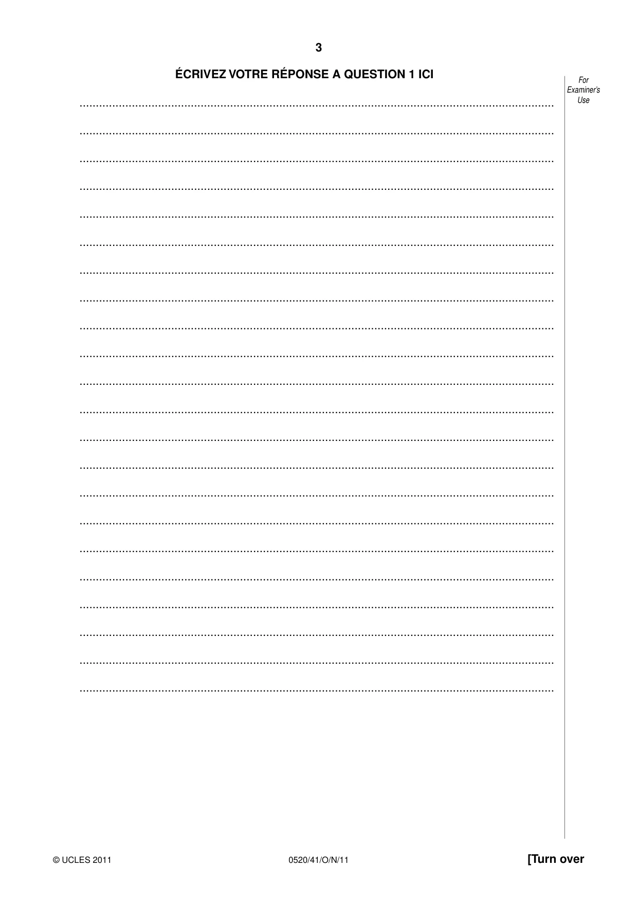 Cambridge IGCSE French - Foreign Language 0520 2011 Oct/Nov Paper 4 · Variant 1 question paper, page 3 of 4