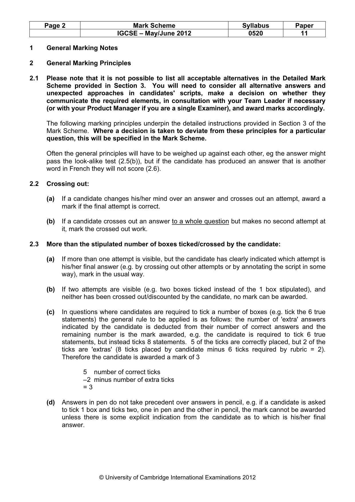 Mark scheme, page 2 of 11