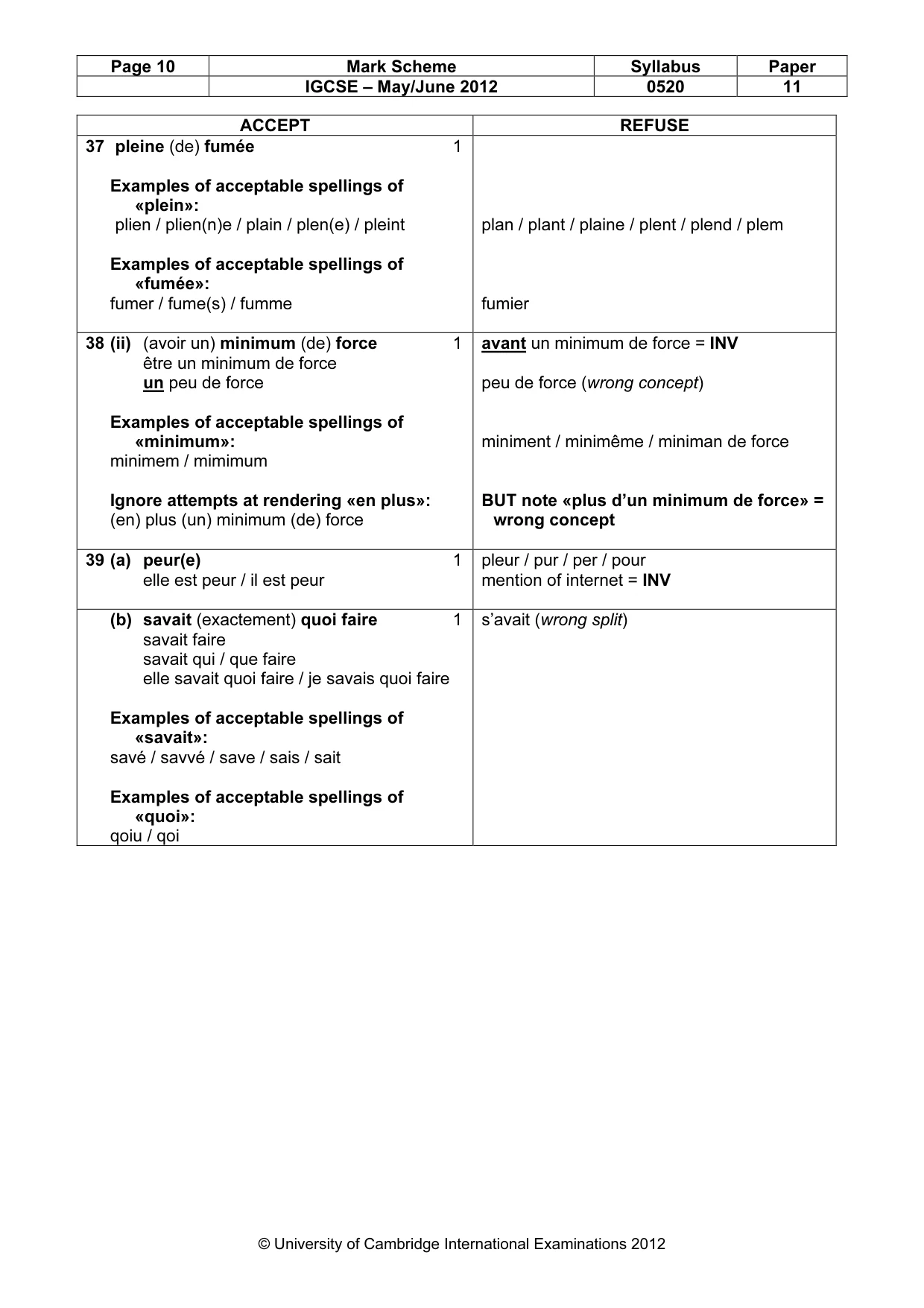 Mark scheme, page 10 of 11