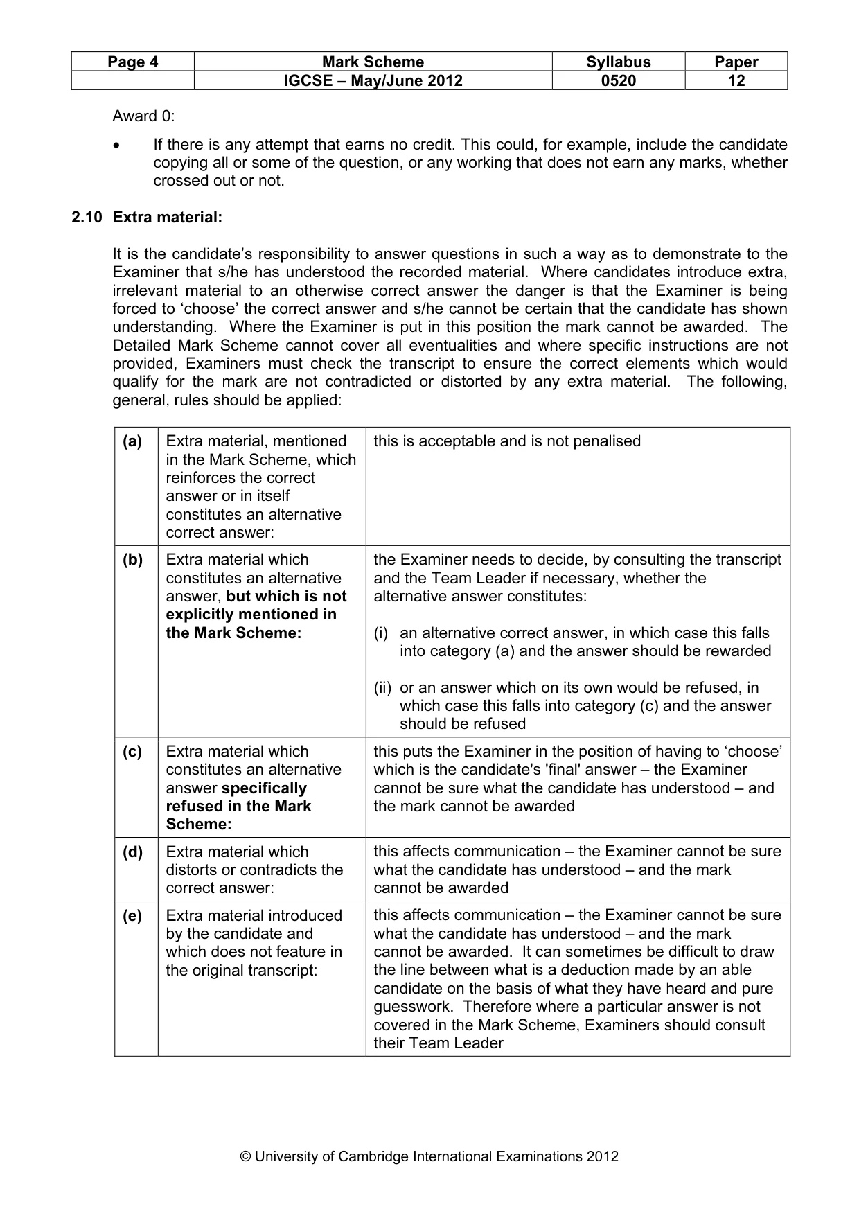 Mark scheme, page 4 of 11
