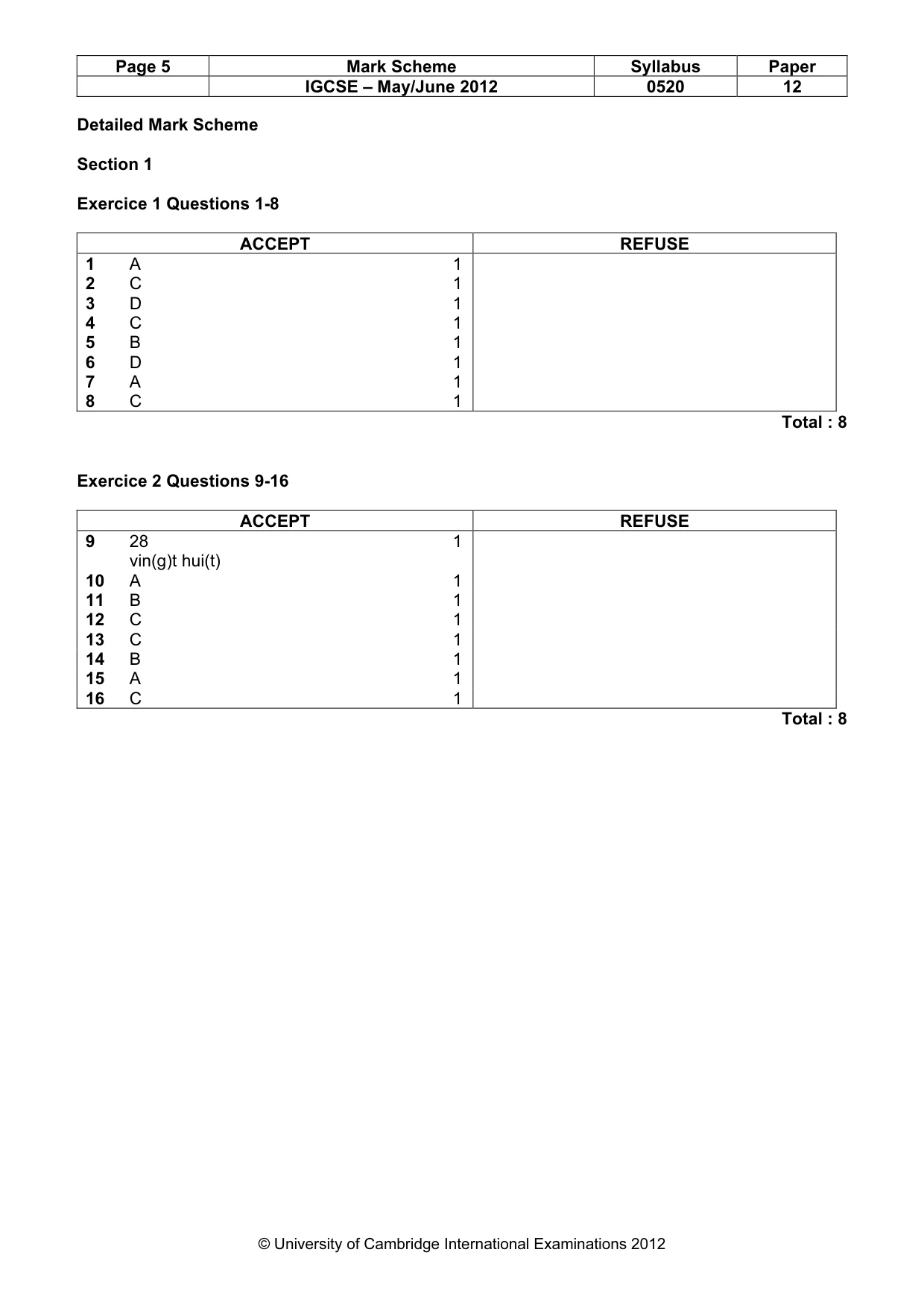 Mark scheme, page 5 of 11