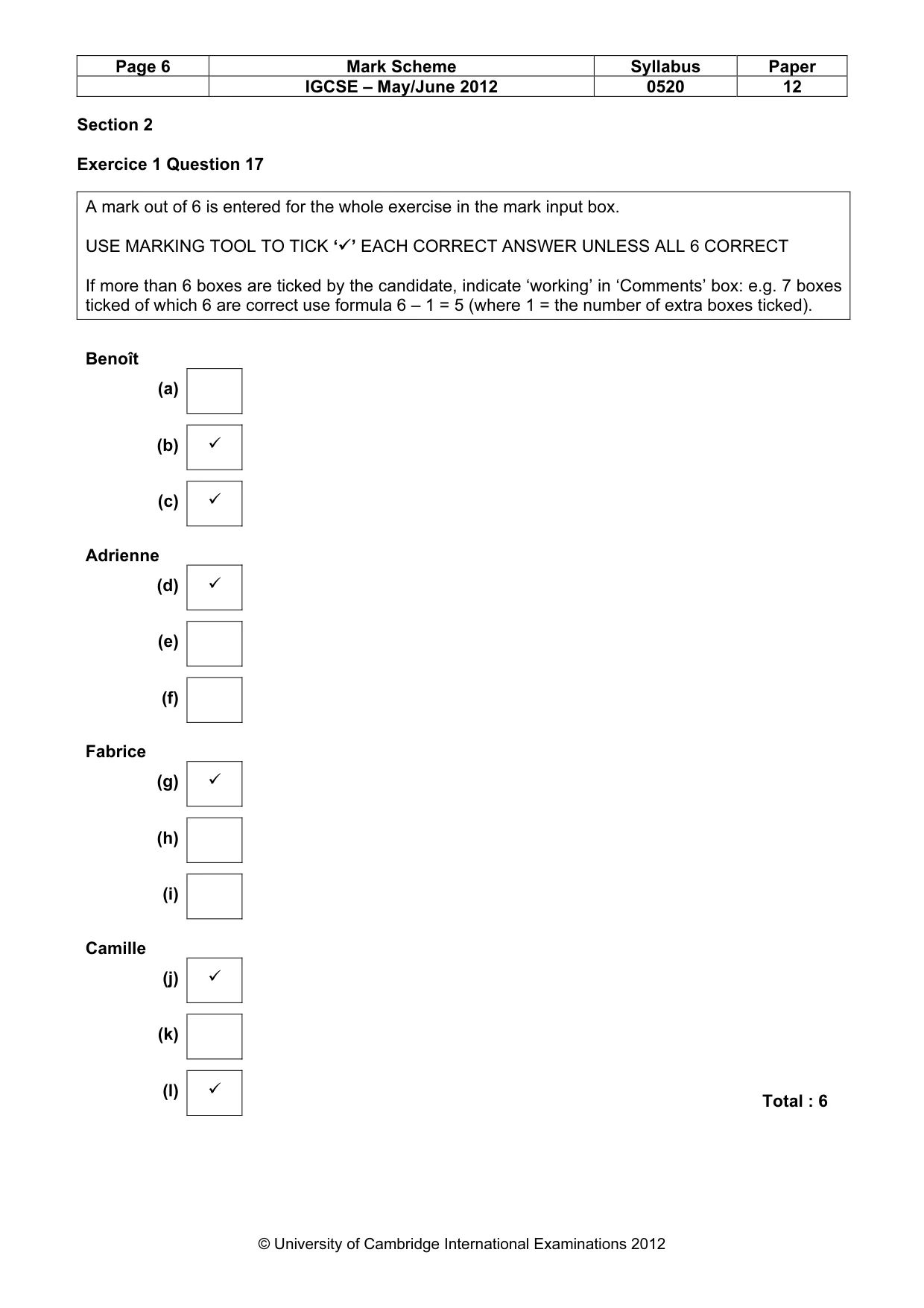 Mark scheme, page 6 of 11