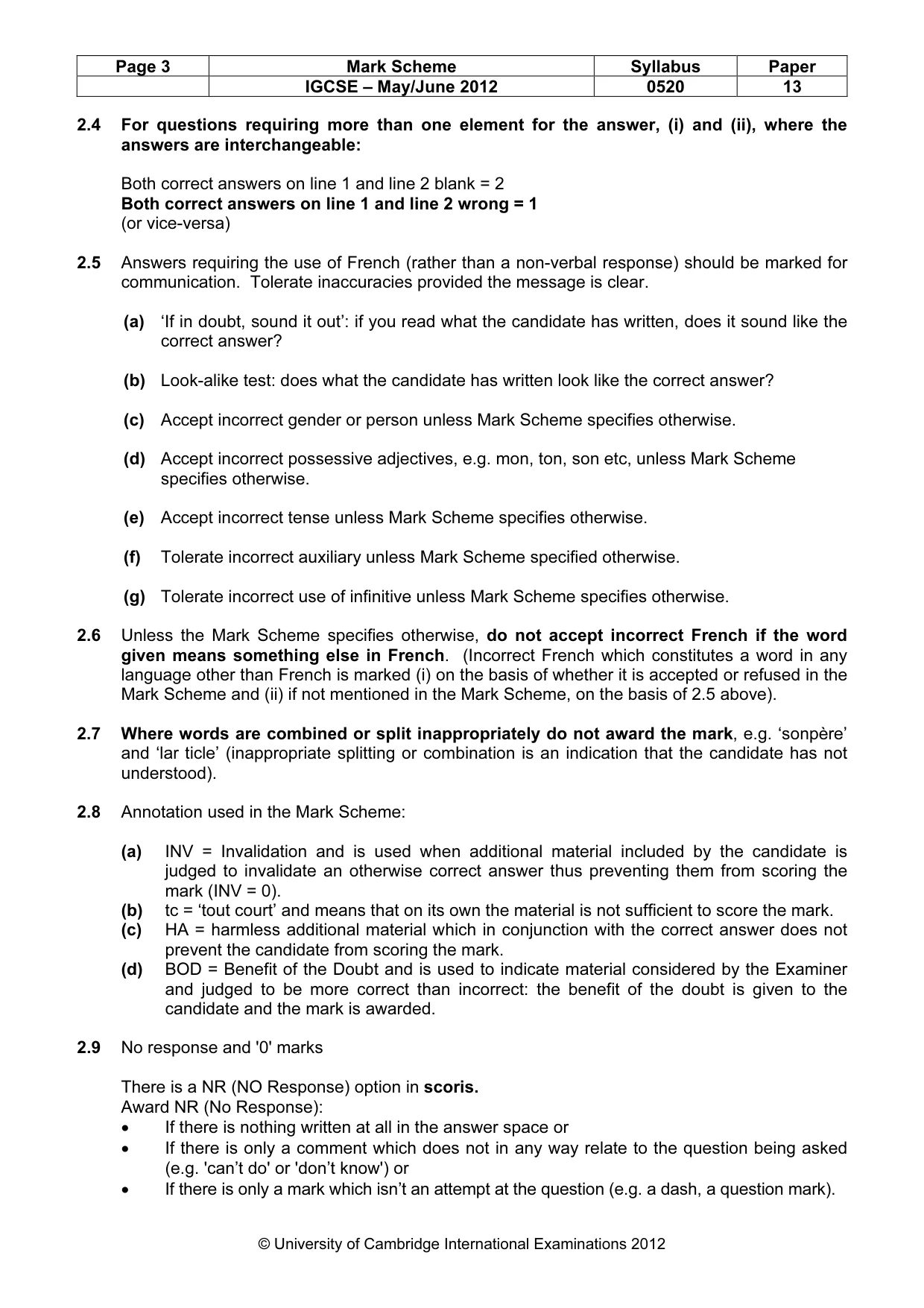 Mark scheme, page 3 of 11