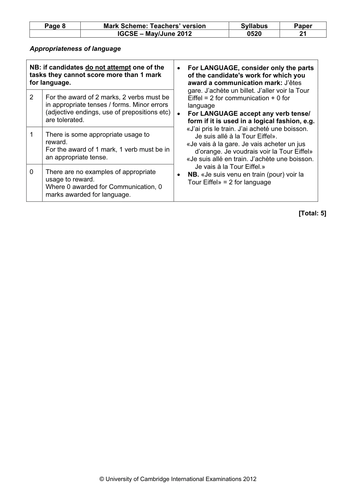 Mark scheme, page 8 of 19