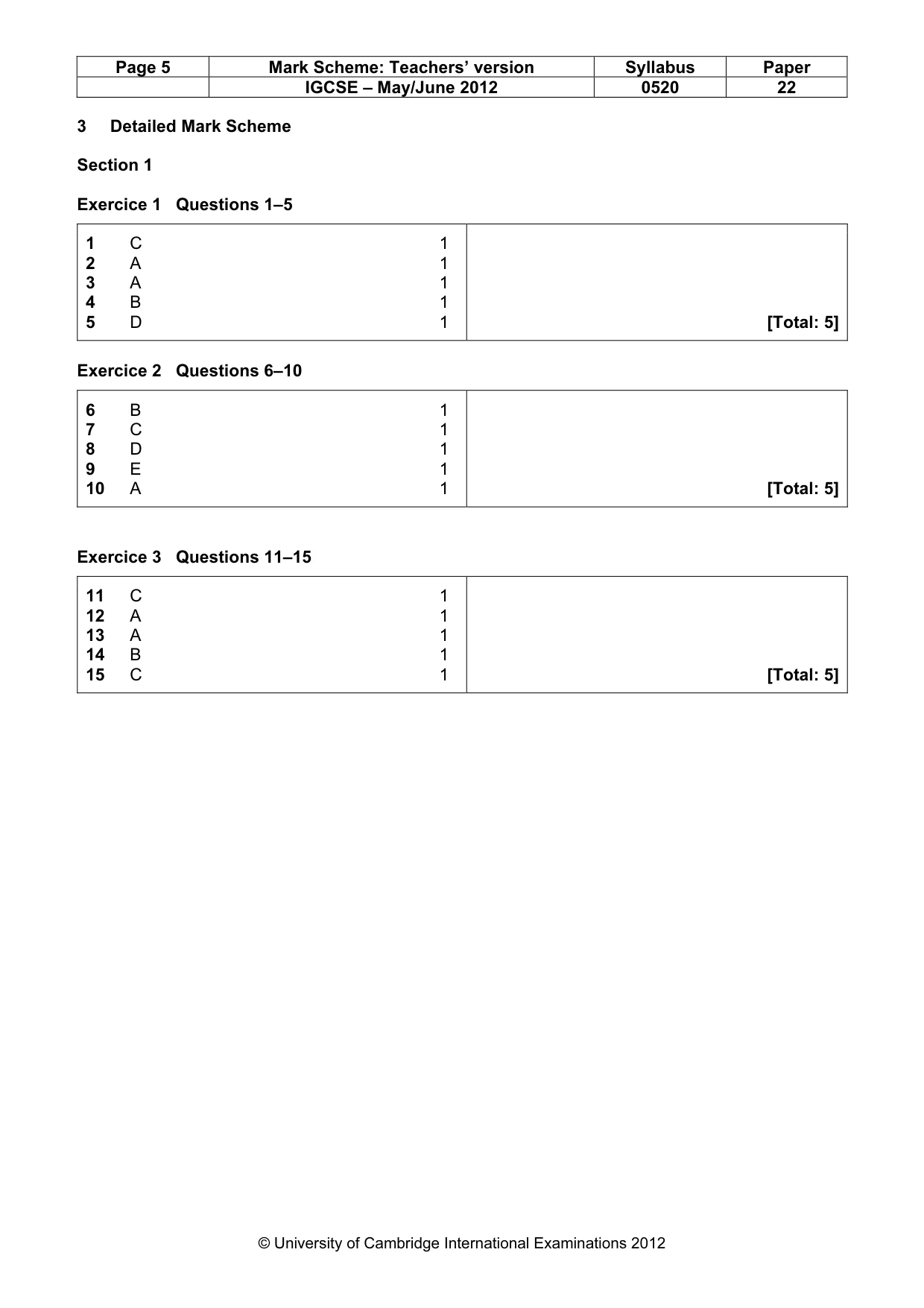 Mark scheme, page 5 of 16