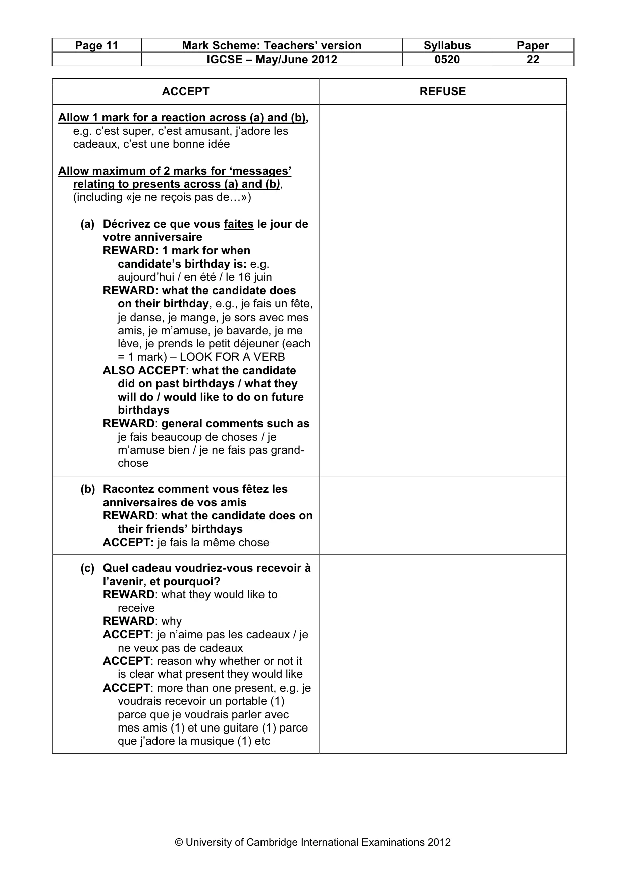 Mark scheme, page 11 of 16
