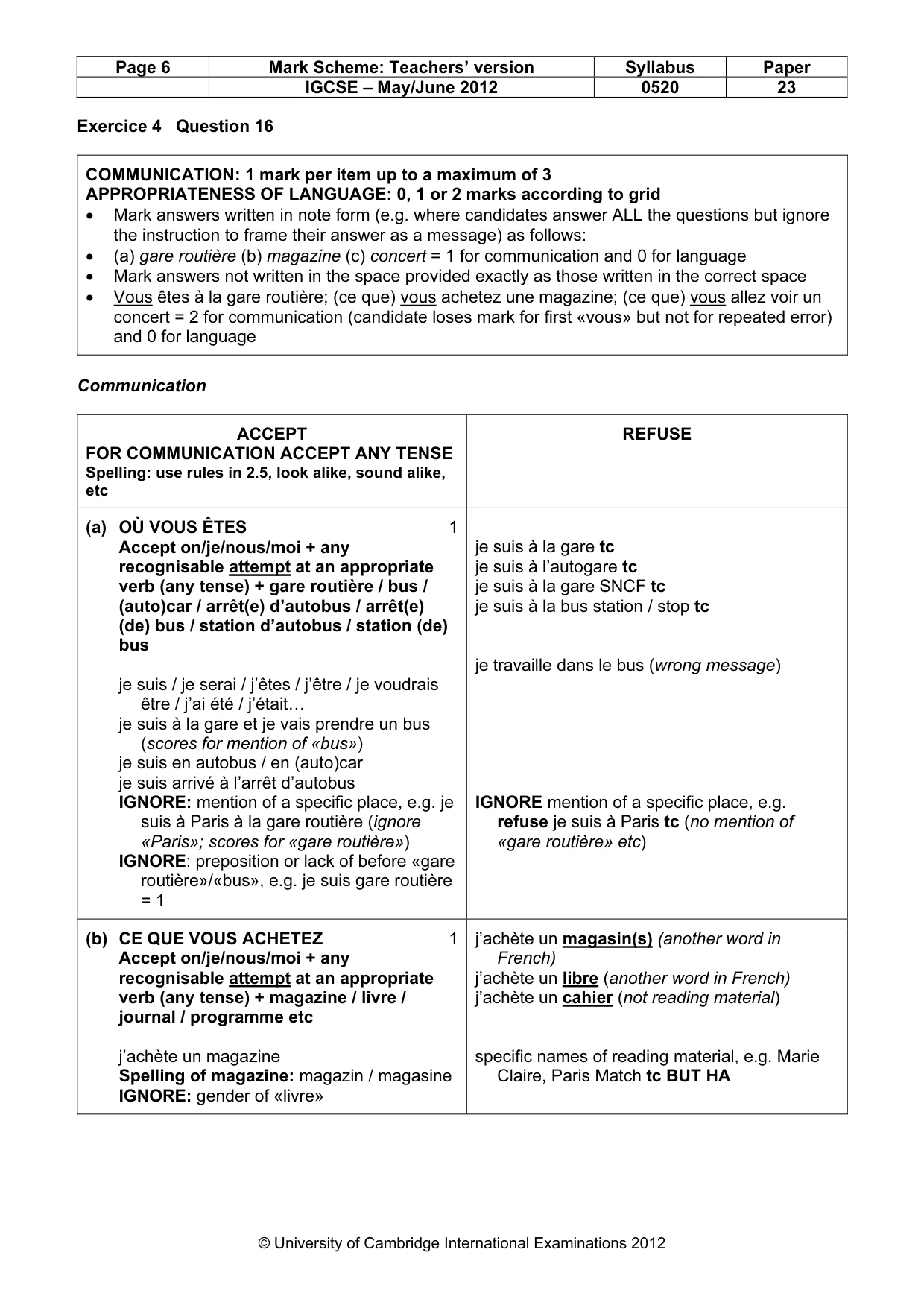 Mark scheme, page 6 of 16