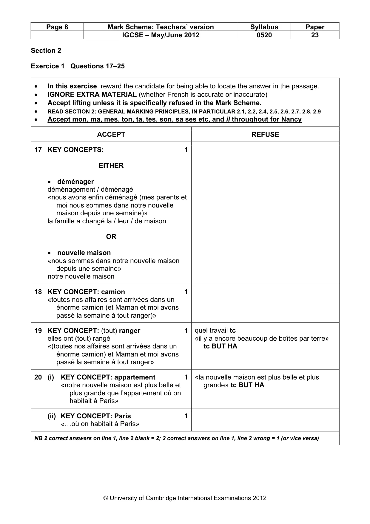 Mark scheme, page 8 of 16