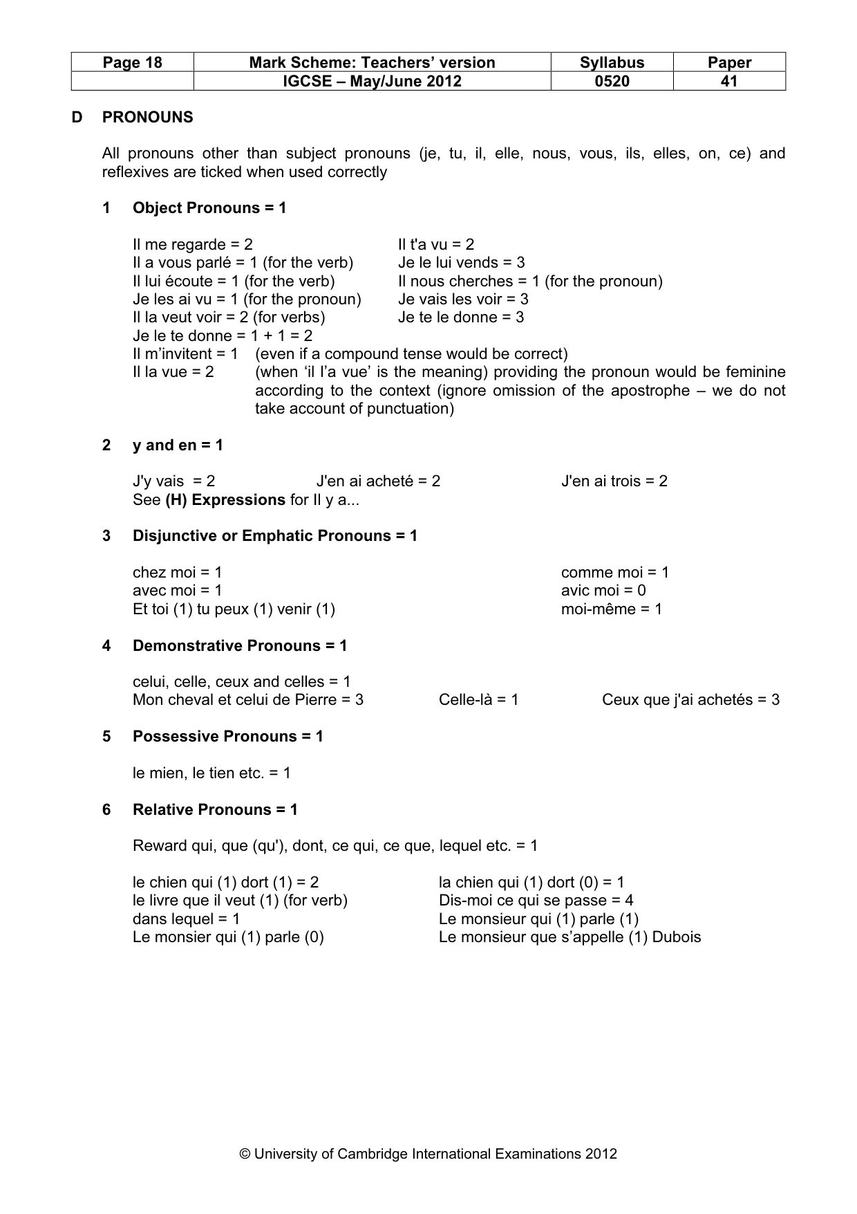 Mark scheme, page 18 of 23