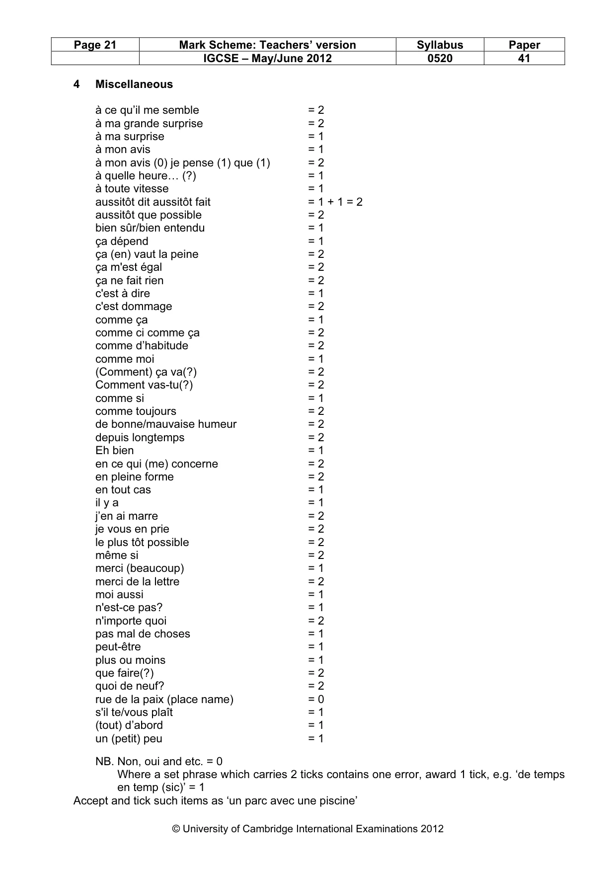 Mark scheme, page 21 of 23