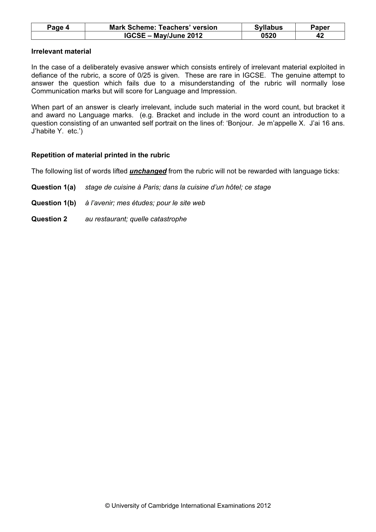 Mark scheme, page 4 of 22