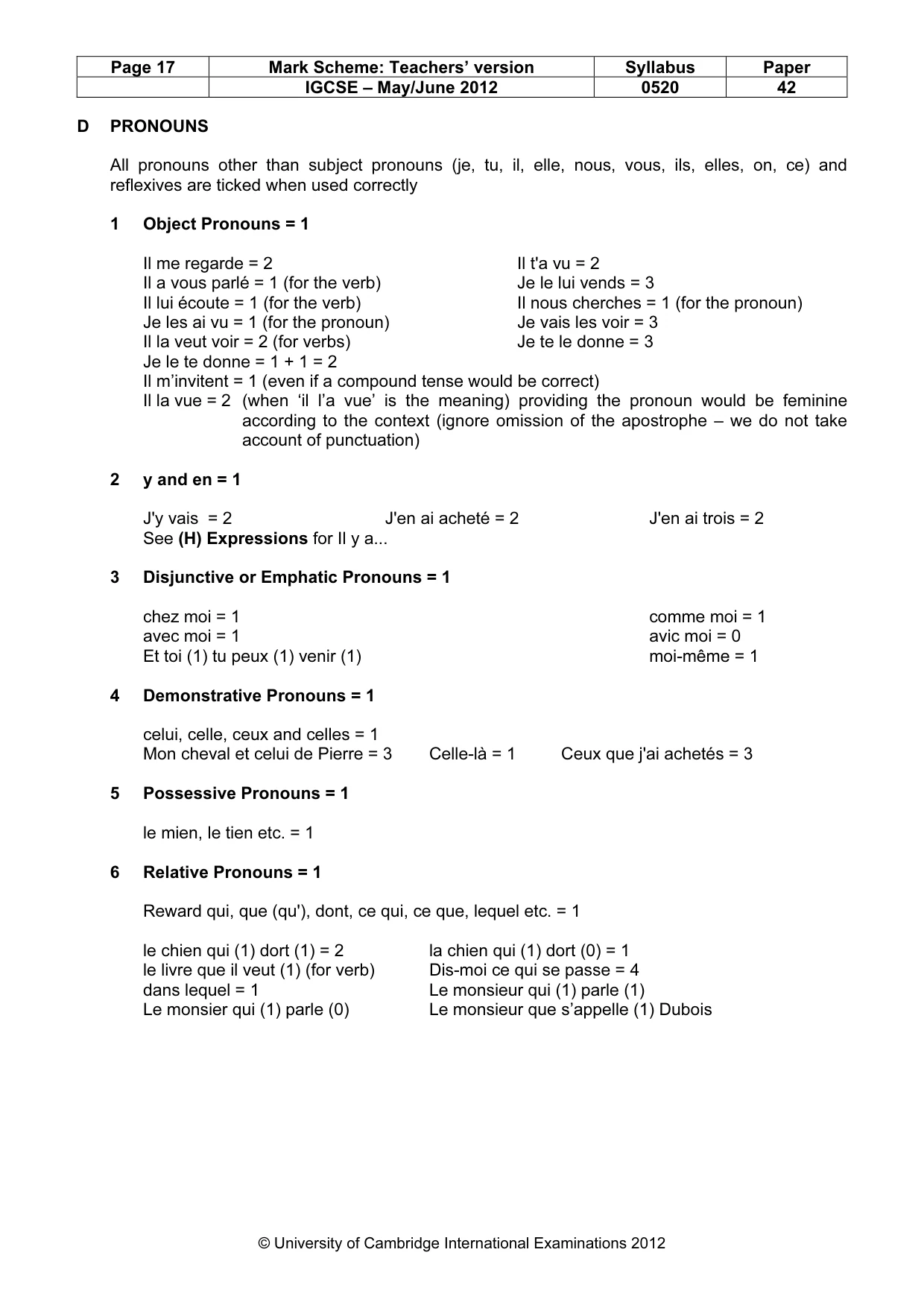 Mark scheme, page 17 of 22